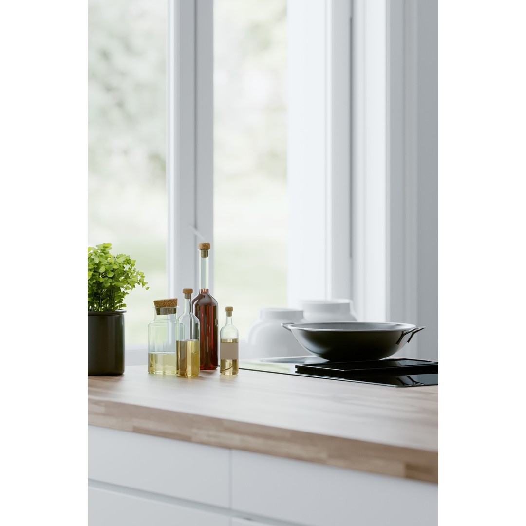 White Kitchen 3D Model – Modern Interior Scene with Natural Lighting - View 5