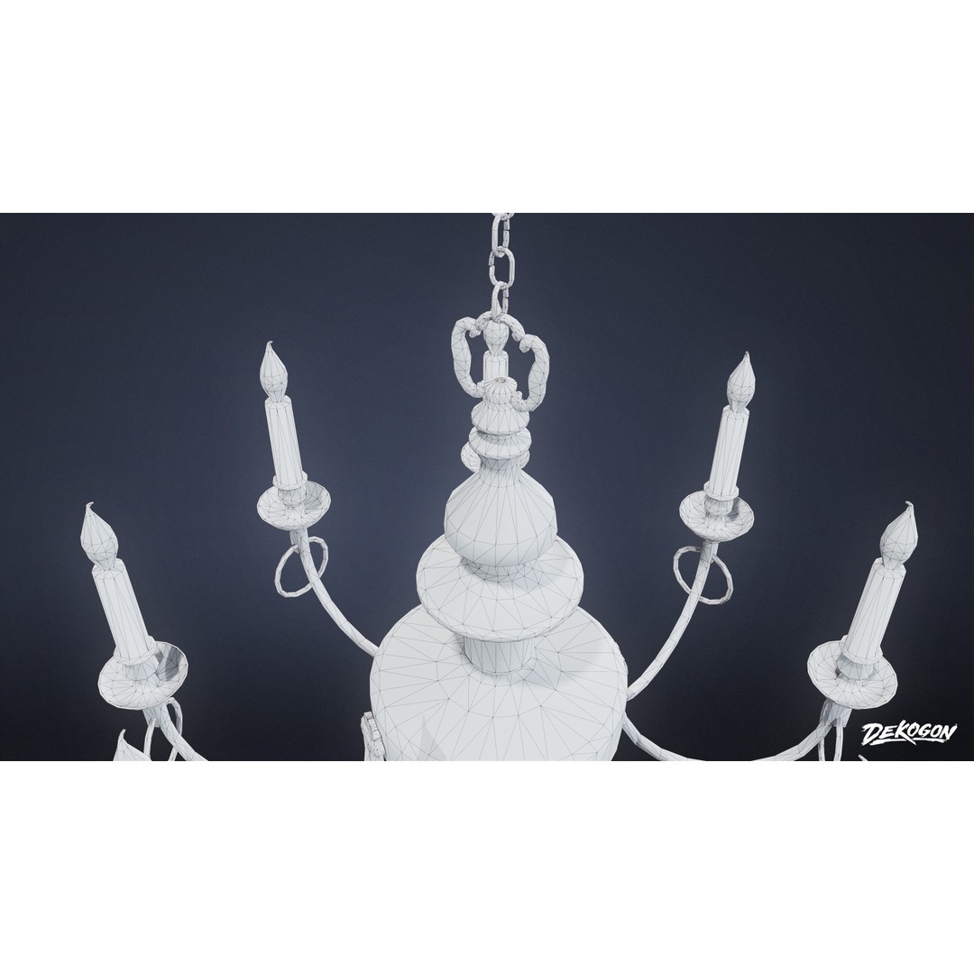 Chandelier 3D Model – Low Poly Antique Lighting Asset, FBX
