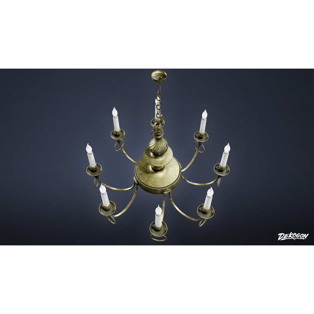 Chandelier 3D Model – Low Poly Antique Lighting Asset, FBX - View 6
