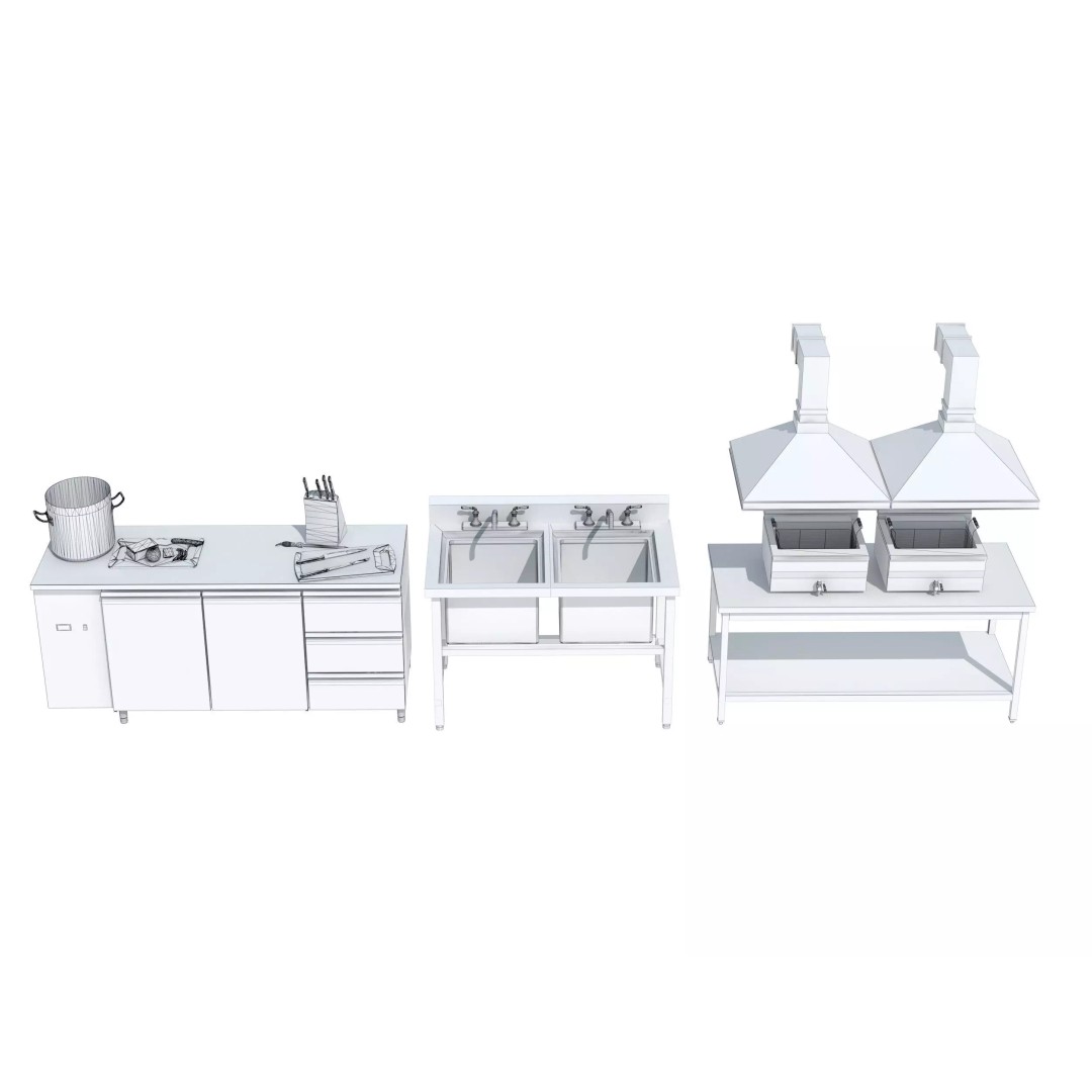 Commercial Kitchen Equipment 3D Model – Realistic Interior Asset, FBX, OBJ - View 10