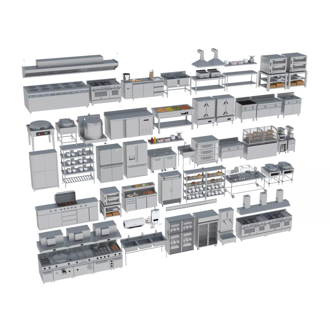 Commercial Kitchen Equipment 3D Model – Realistic Interior Asset, FBX, OBJ - View 3