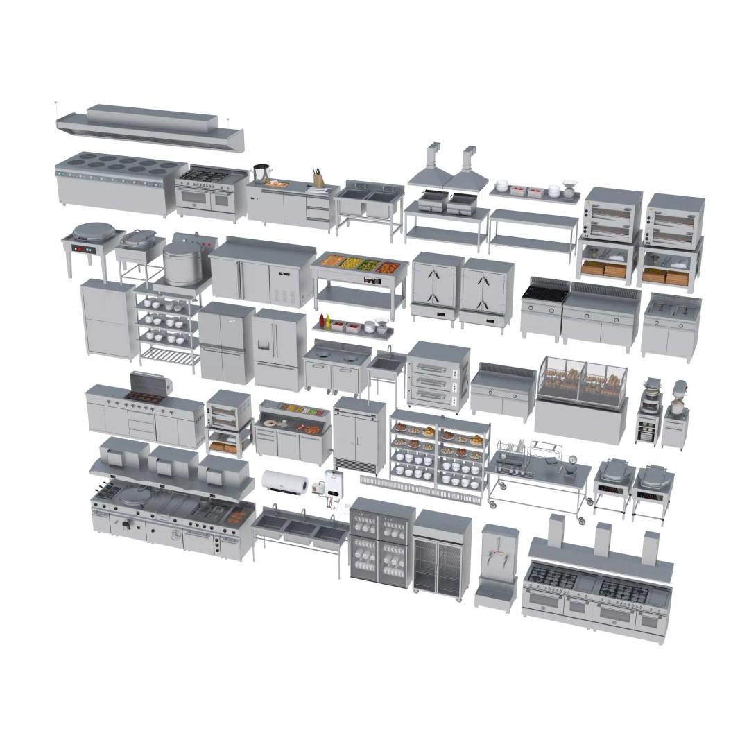 Commercial Kitchen Equipment 3D Model – Realistic Interior Asset, FBX, OBJ - View 4