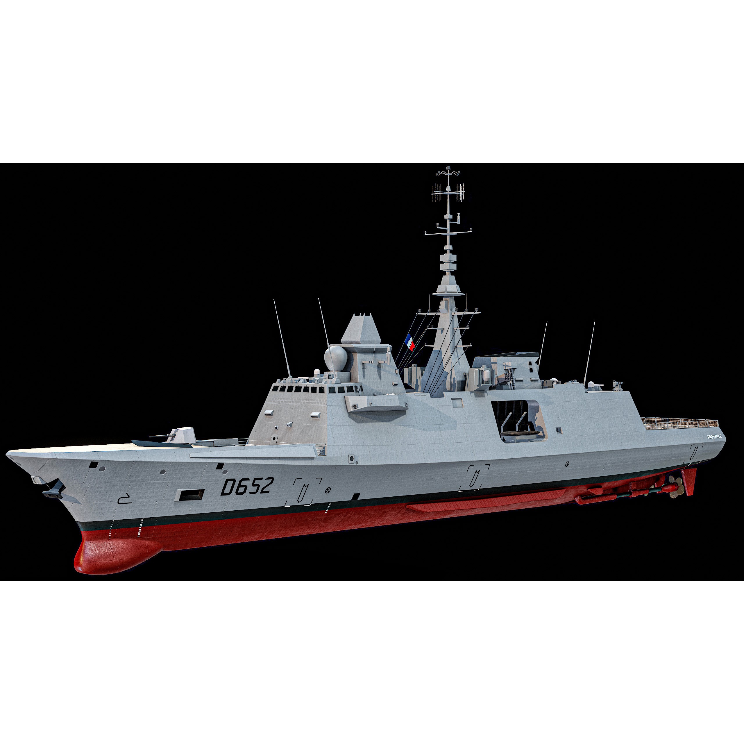 FREMM Aquitaine Class Frigate - Low-Poly Game-Ready 3D Model - View 10