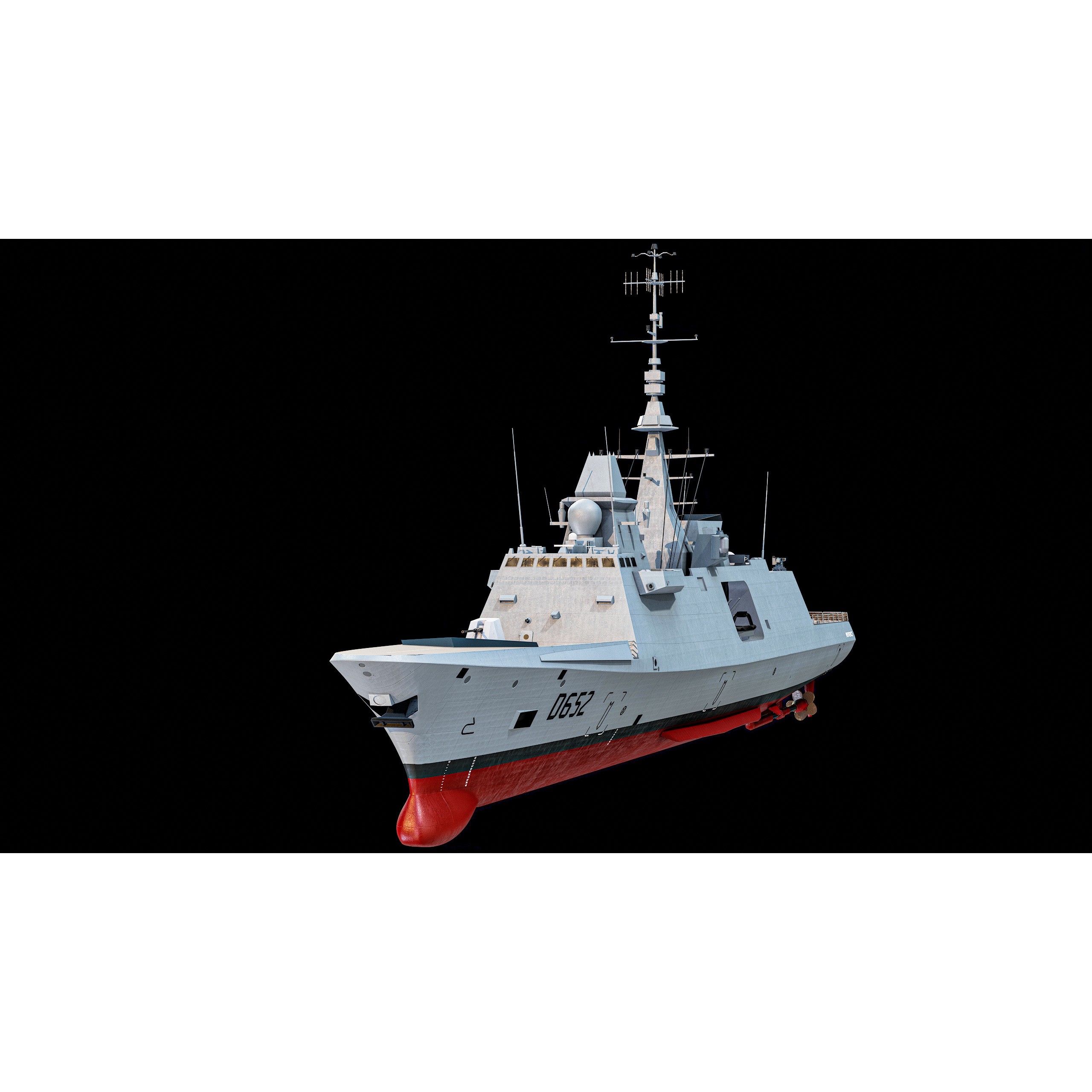 FREMM Aquitaine Class Frigate - Low-Poly Game-Ready 3D Model - View 11