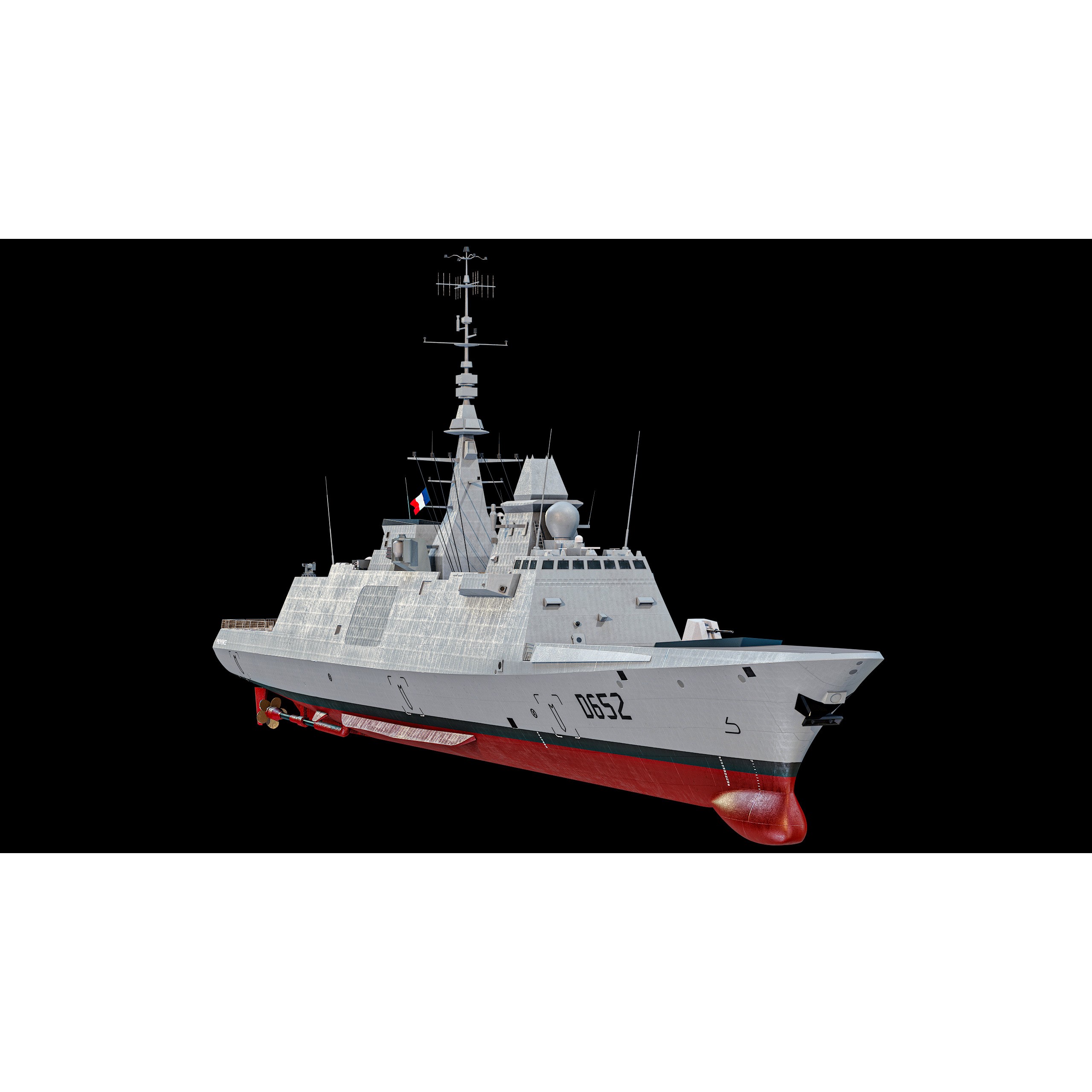 FREMM Aquitaine Class Frigate - Low-Poly Game-Ready 3D Model - View 12