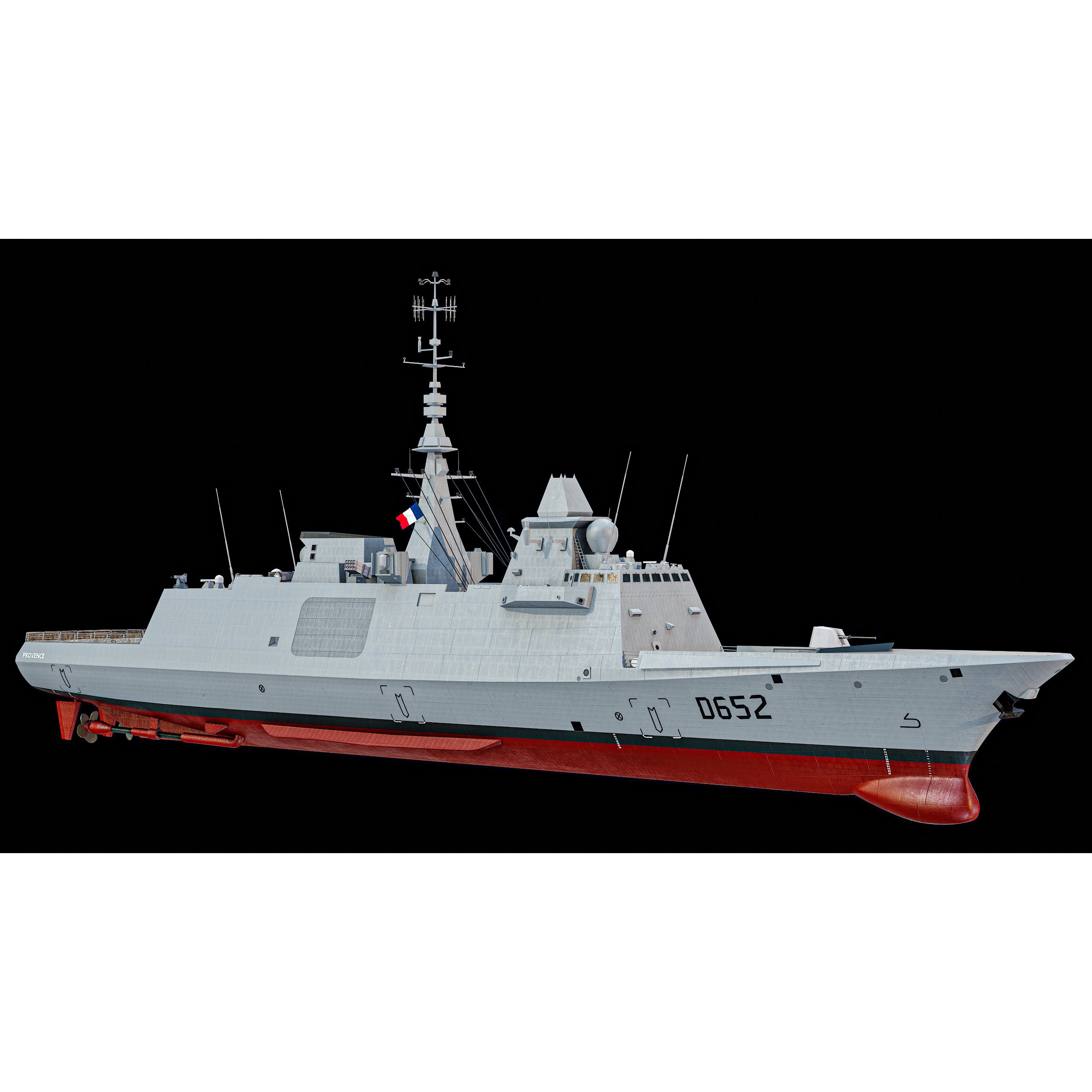 FREMM Aquitaine Class Frigate - Low-Poly Game-Ready 3D Model - View 13