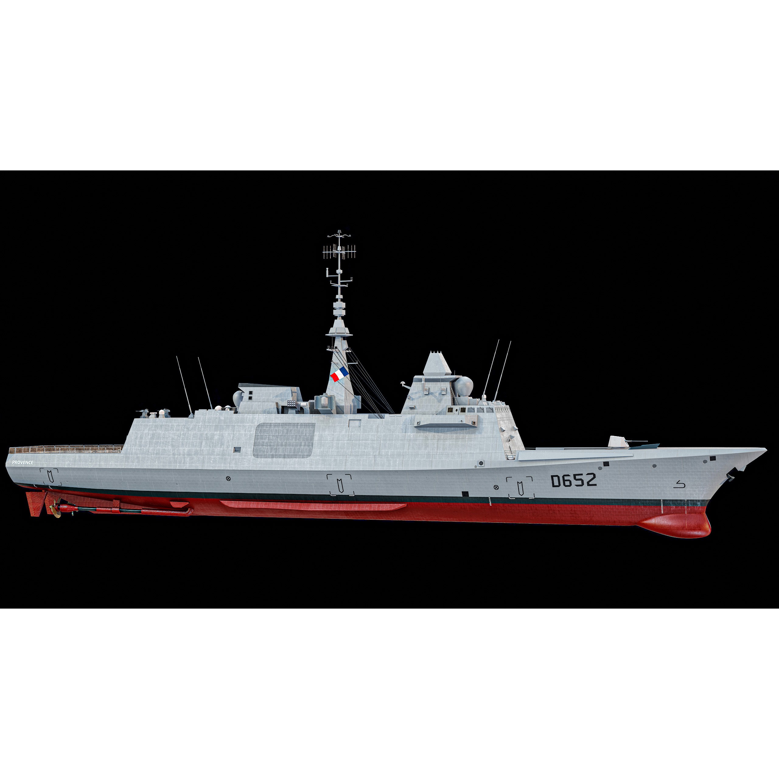 FREMM Aquitaine Class Frigate - Low-Poly Game-Ready 3D Model - View 14