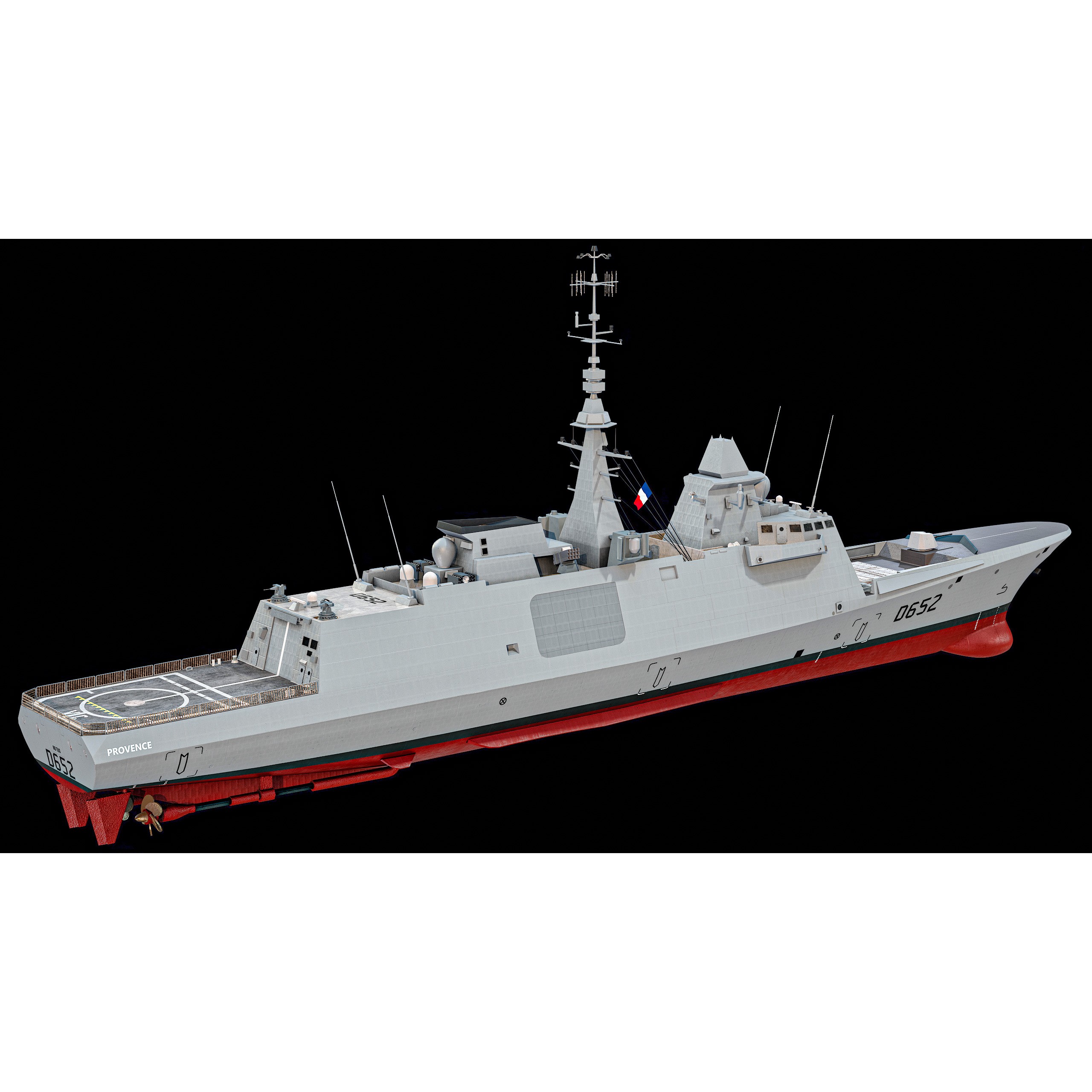 FREMM Aquitaine Class Frigate - Low-Poly Game-Ready 3D Model - View 15