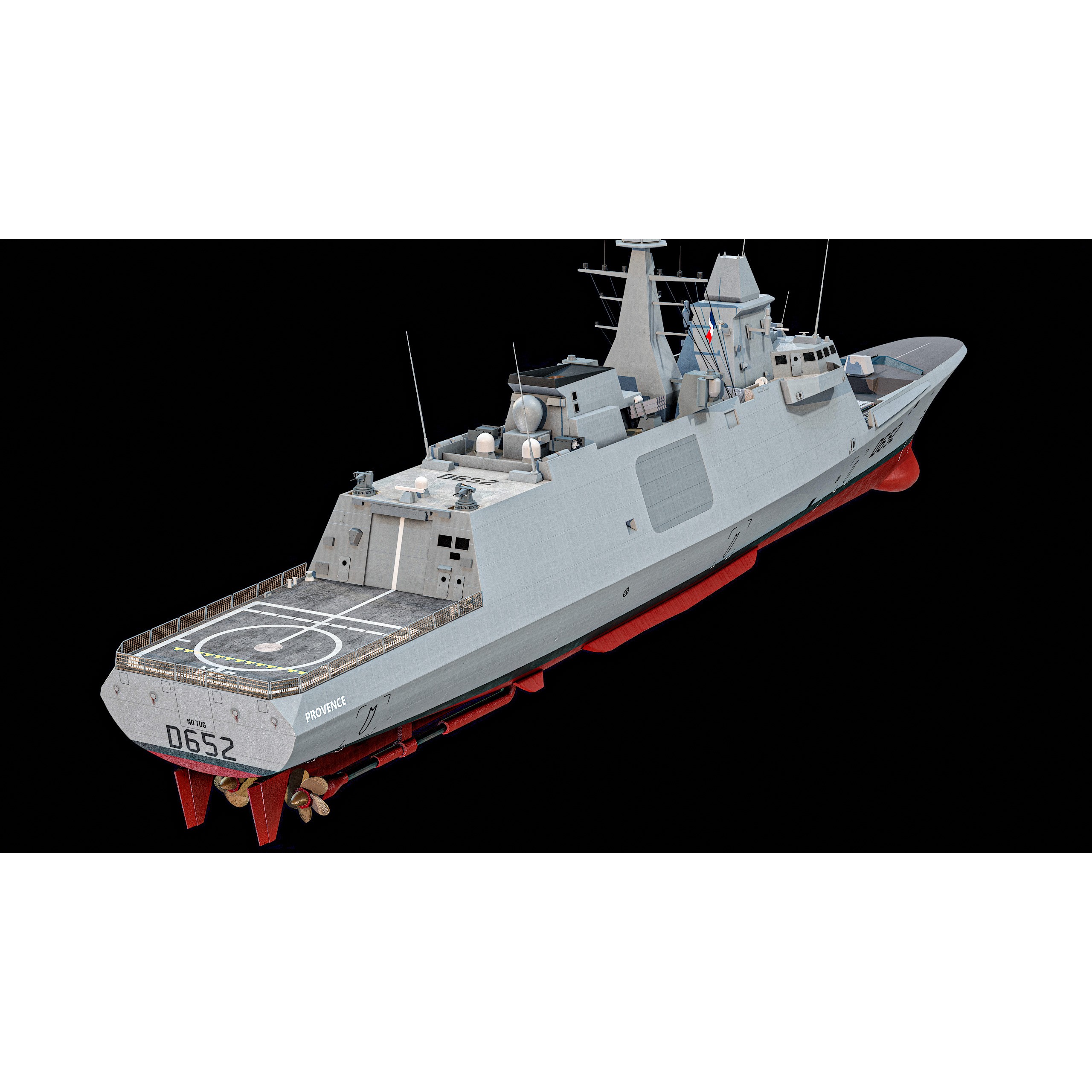 FREMM Aquitaine Class Frigate - Low-Poly Game-Ready 3D Model - View 16