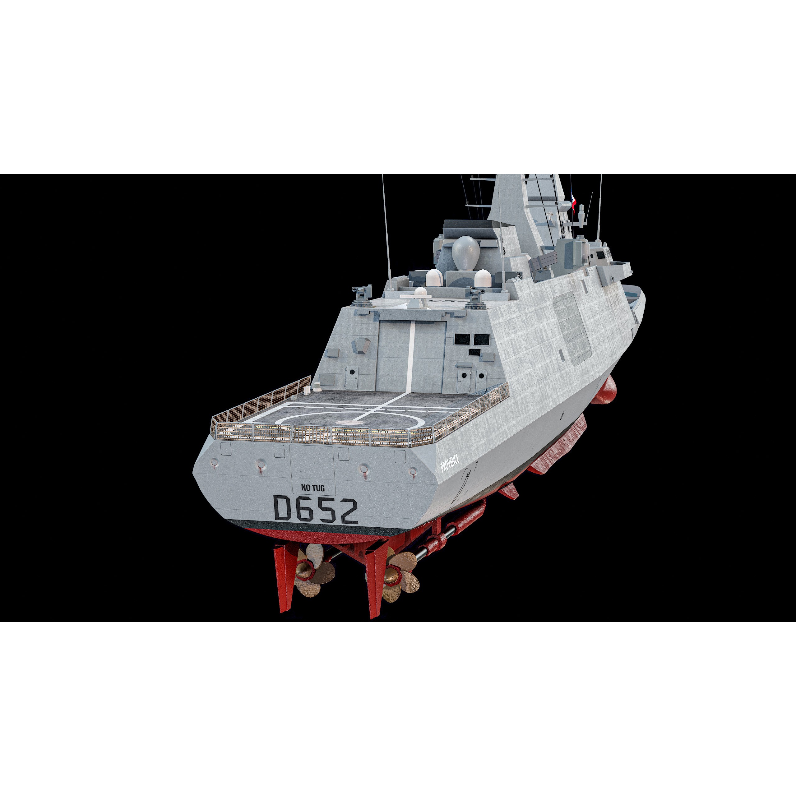 FREMM Aquitaine Class Frigate - Low-Poly Game-Ready 3D Model - View 17