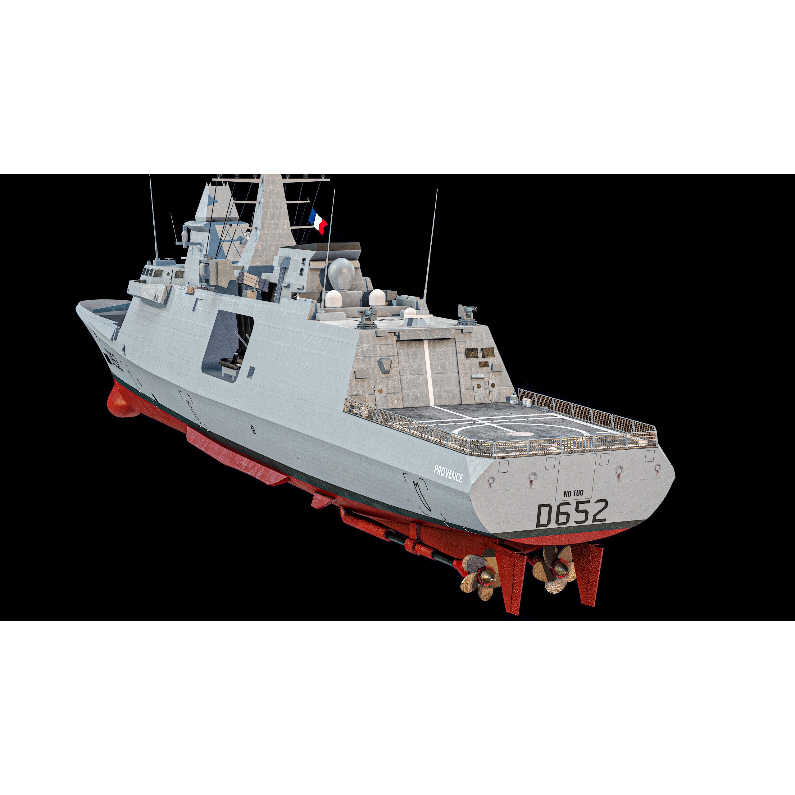 FREMM Aquitaine Class Frigate - Low-Poly Game-Ready 3D Model - View 18