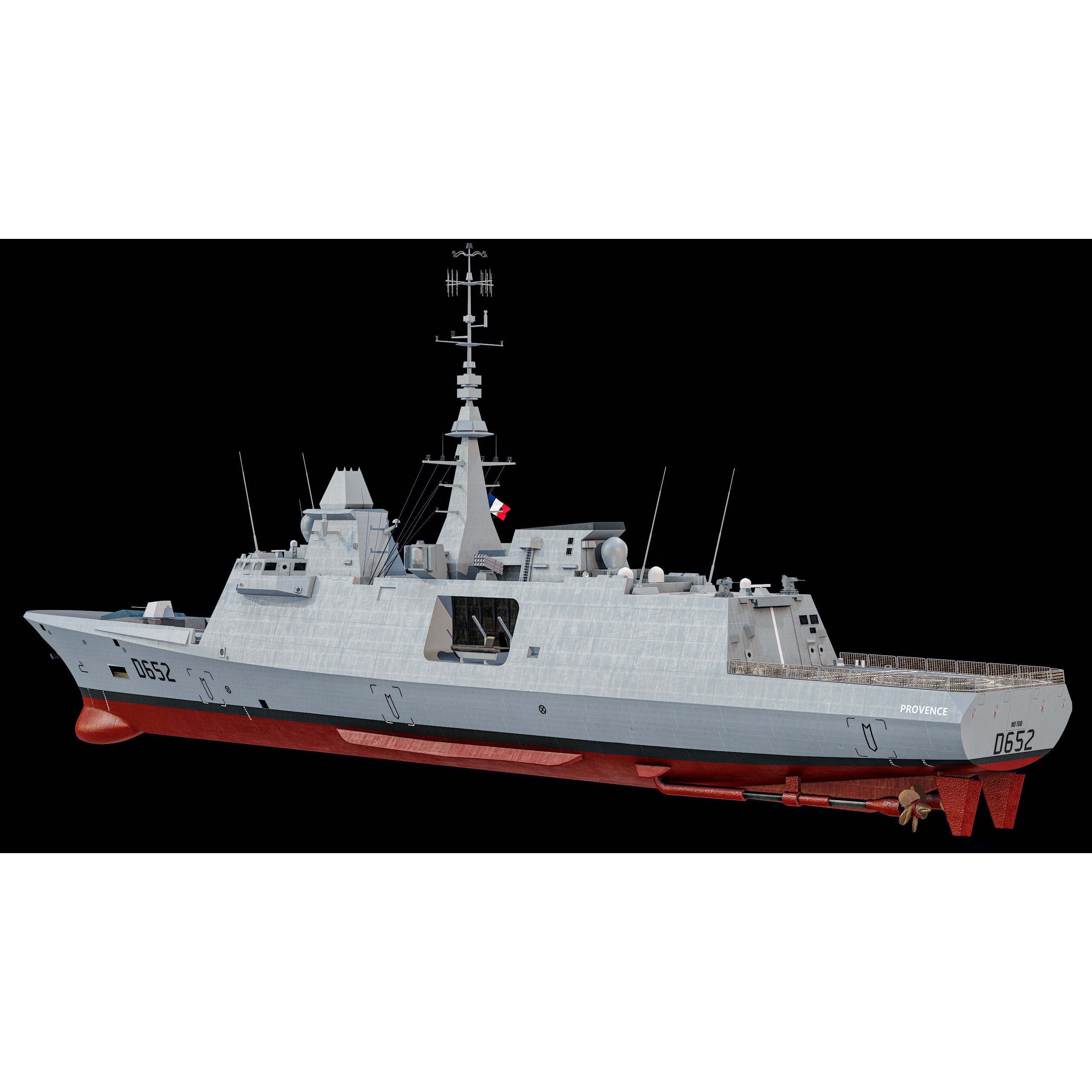 FREMM Aquitaine Class Frigate - Low-Poly Game-Ready 3D Model - View 19