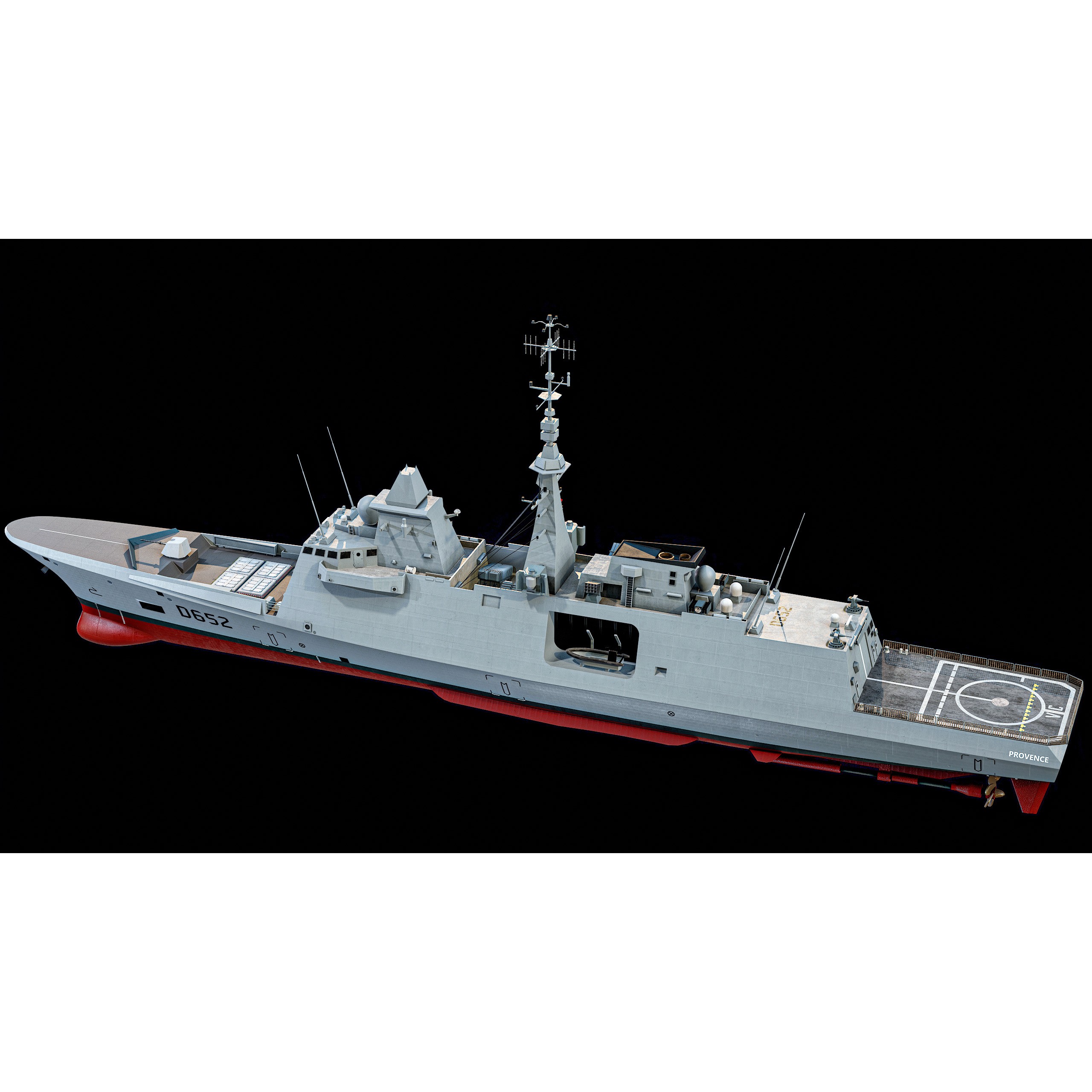 FREMM Aquitaine Class Frigate - Low-Poly Game-Ready 3D Model - View 20