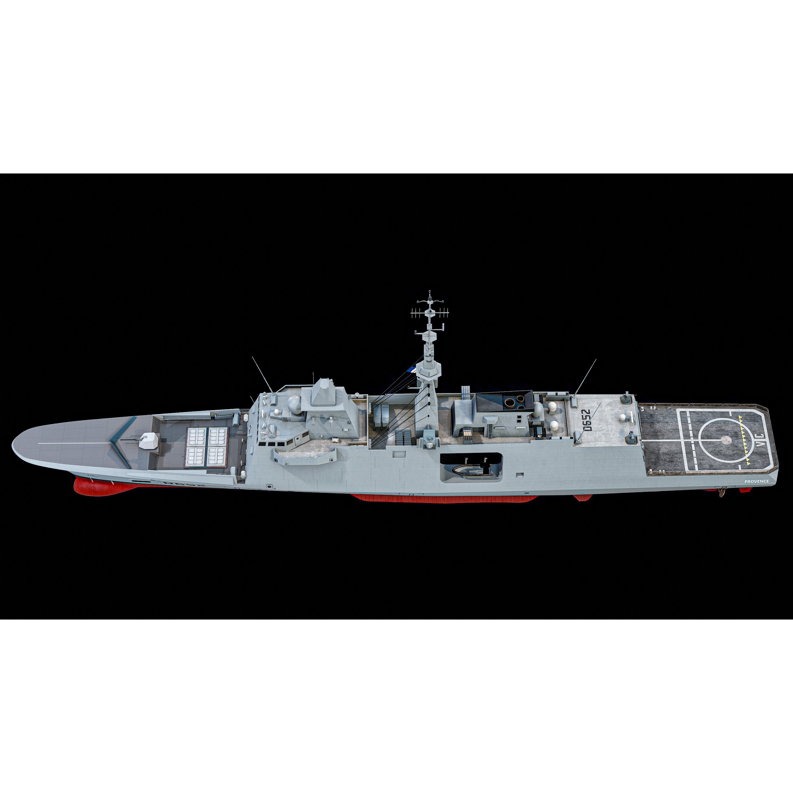 FREMM Aquitaine Class Frigate - Low-Poly Game-Ready 3D Model - View 21