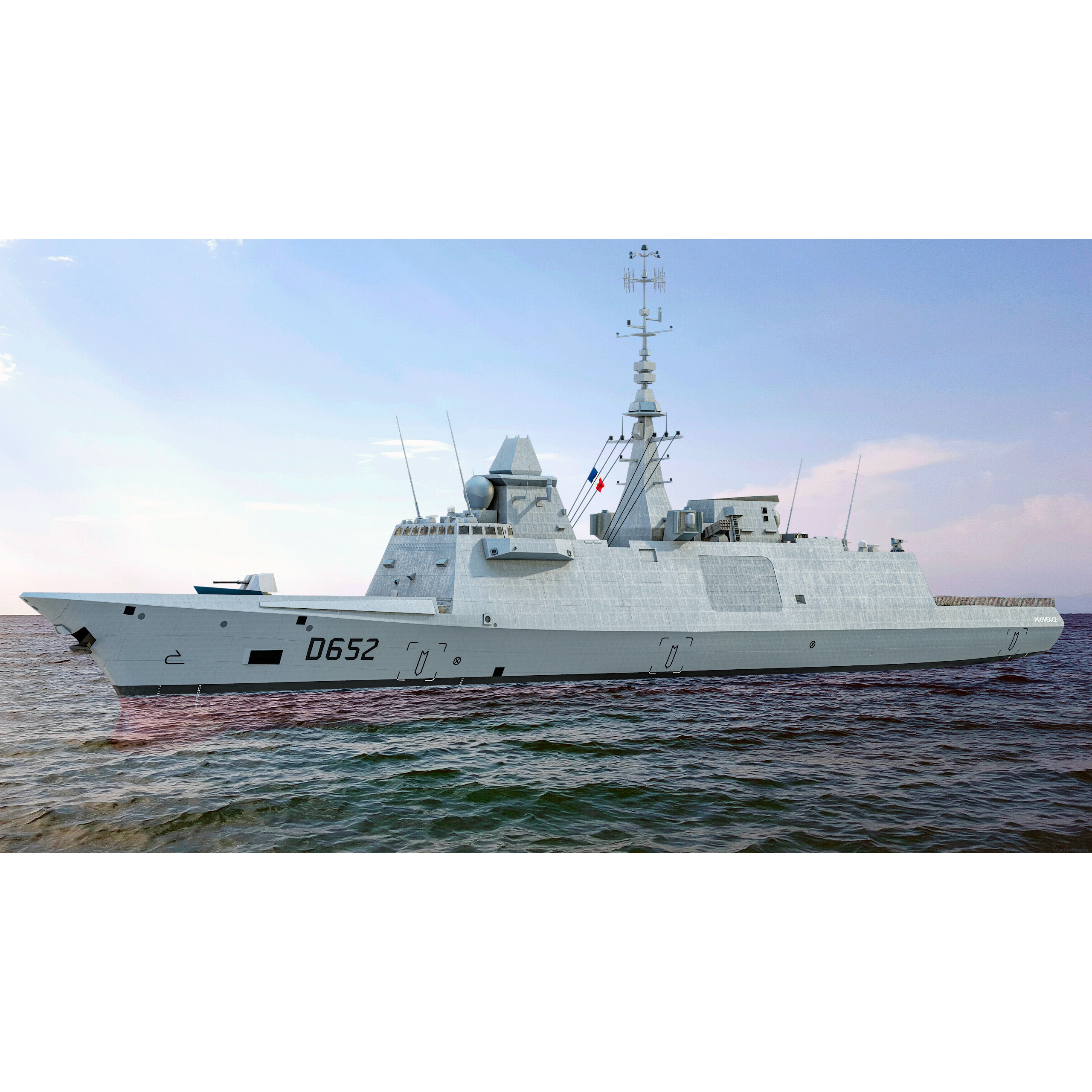 FREMM Aquitaine Class Frigate - Low-Poly Game-Ready 3D Model - View 3