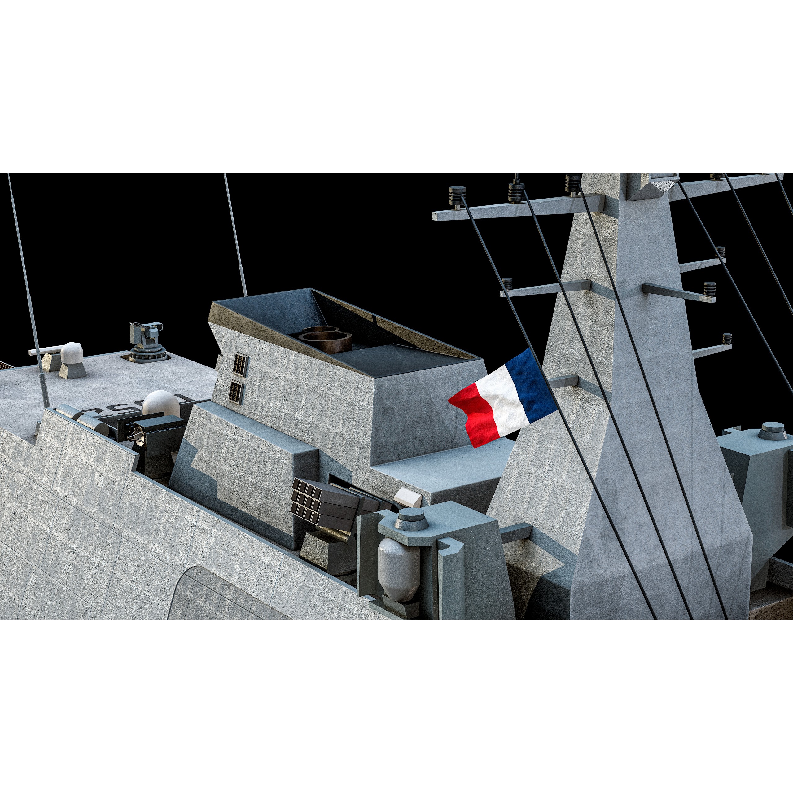 FREMM Aquitaine Class Frigate - Low-Poly Game-Ready 3D Model - View 36