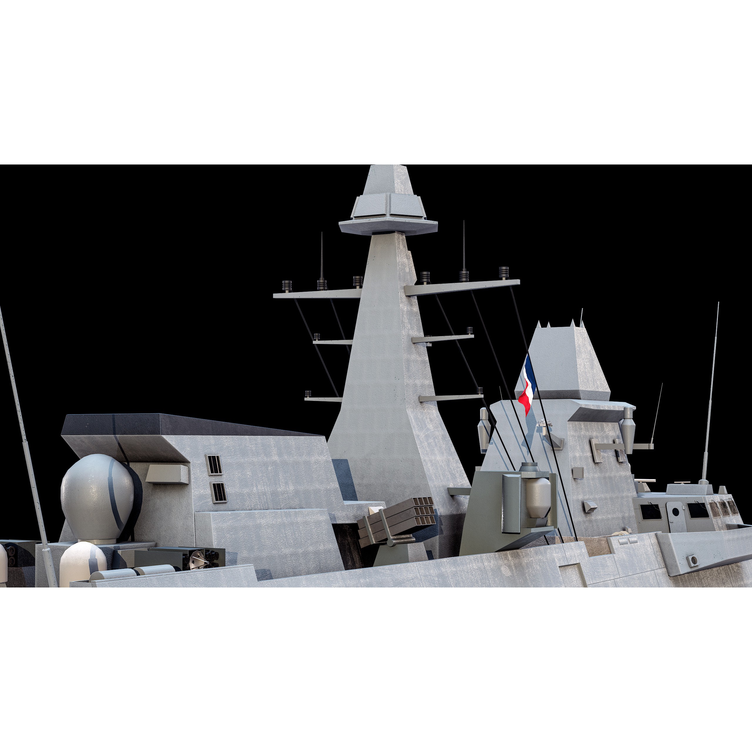 FREMM Aquitaine Class Frigate - Low-Poly Game-Ready 3D Model - View 37