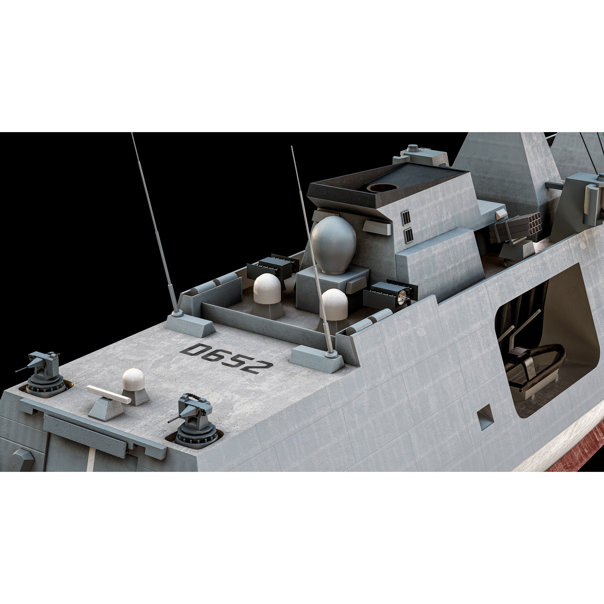 FREMM Aquitaine Class Frigate - Low-Poly Game-Ready 3D Model - View 38