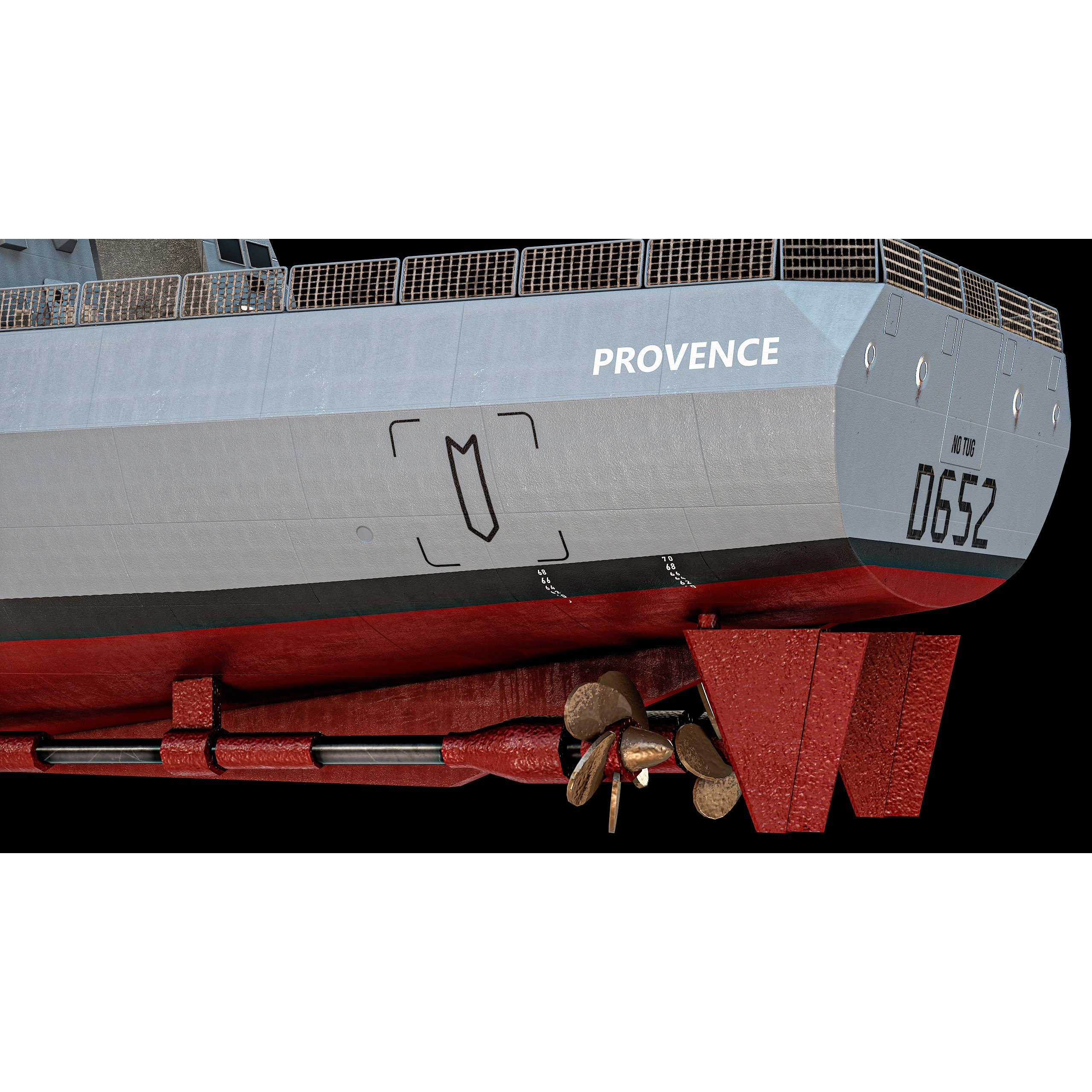 FREMM Aquitaine Class Frigate - Low-Poly Game-Ready 3D Model - View 44