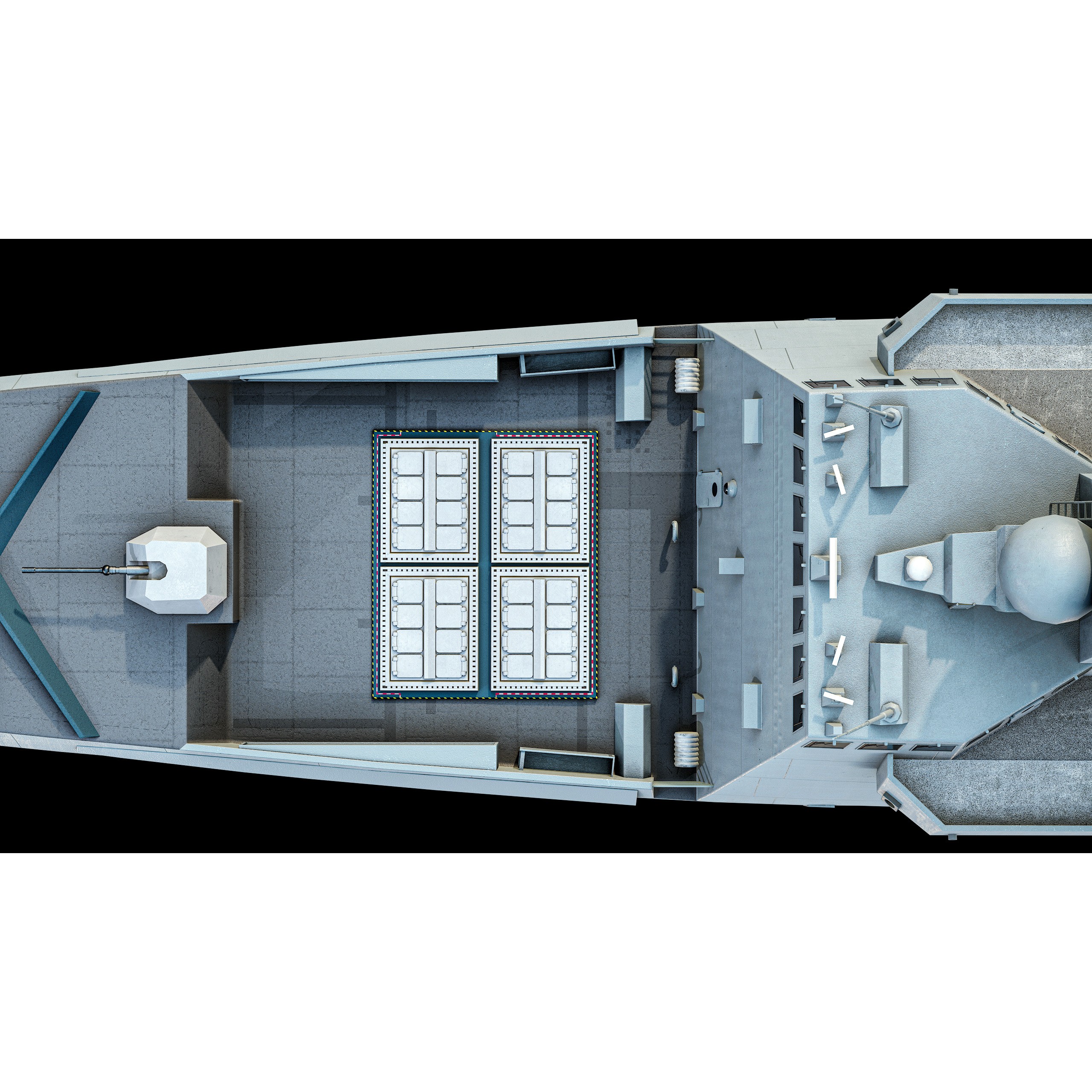 FREMM Aquitaine Class Frigate - Low-Poly Game-Ready 3D Model - View 45