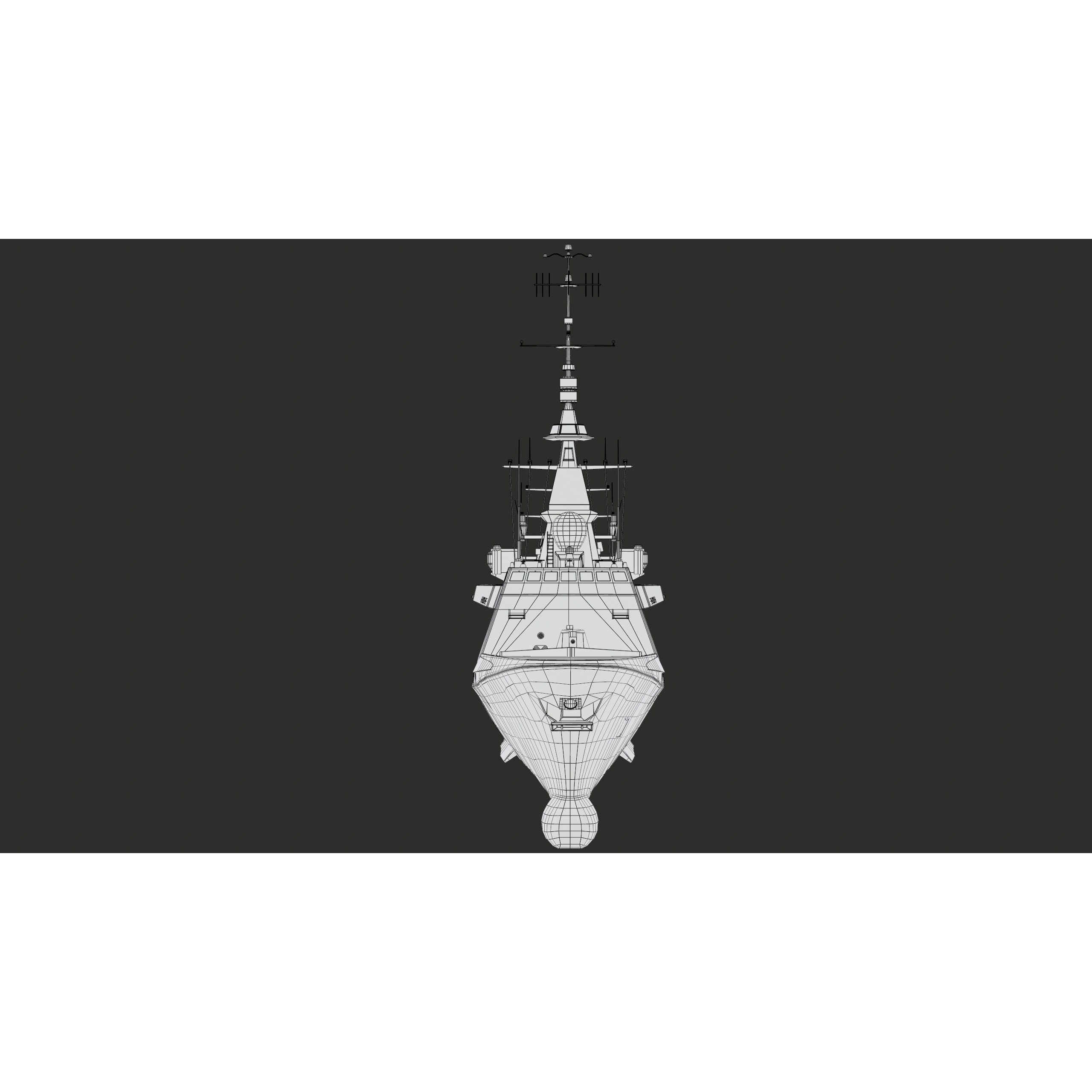 FREMM Aquitaine Class Frigate - Low-Poly Game-Ready 3D Model - View 52