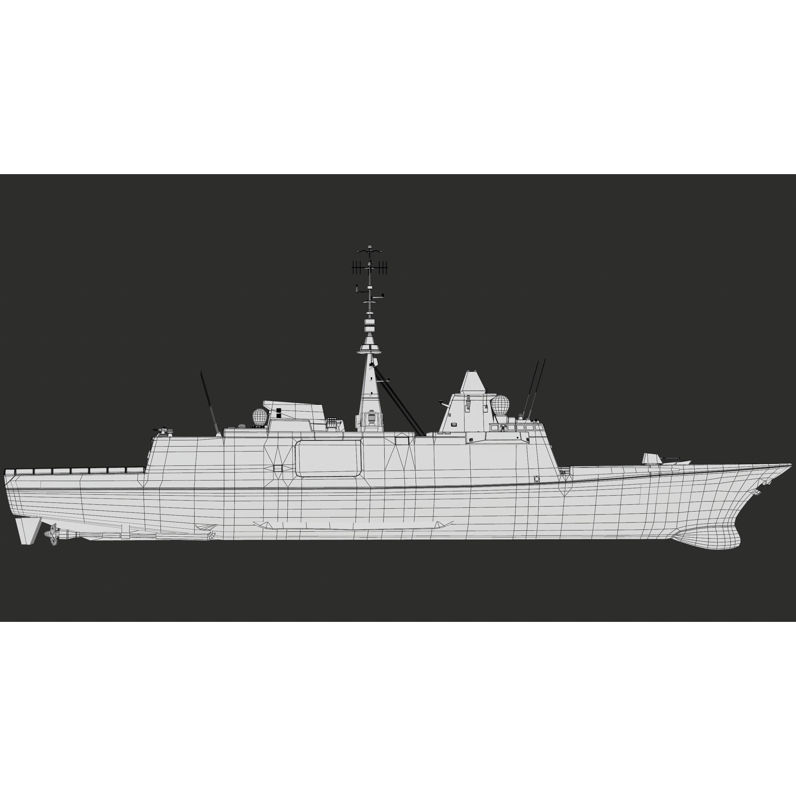 FREMM Aquitaine Class Frigate - Low-Poly Game-Ready 3D Model - View 56