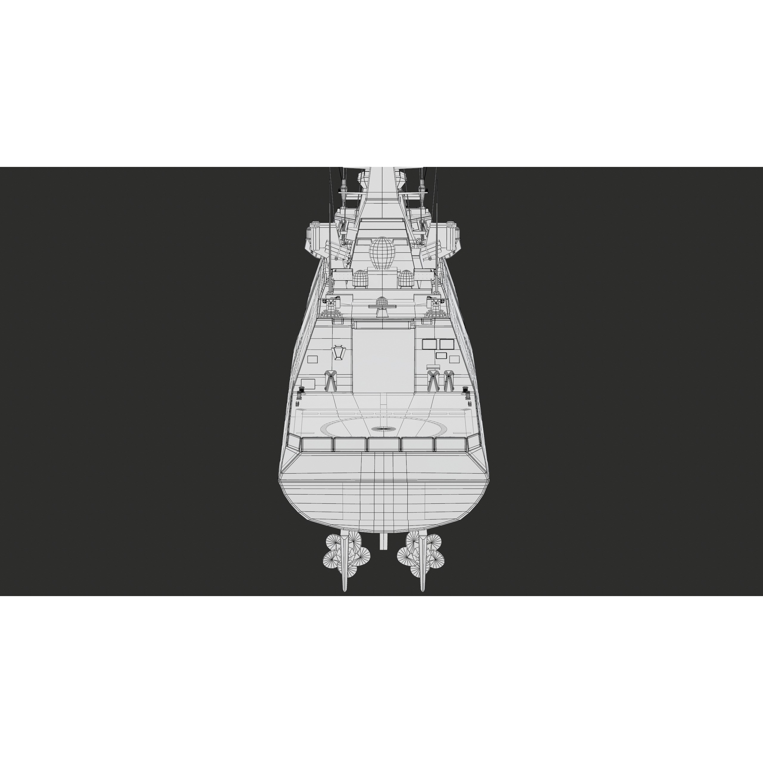 FREMM Aquitaine Class Frigate - Low-Poly Game-Ready 3D Model - View 60