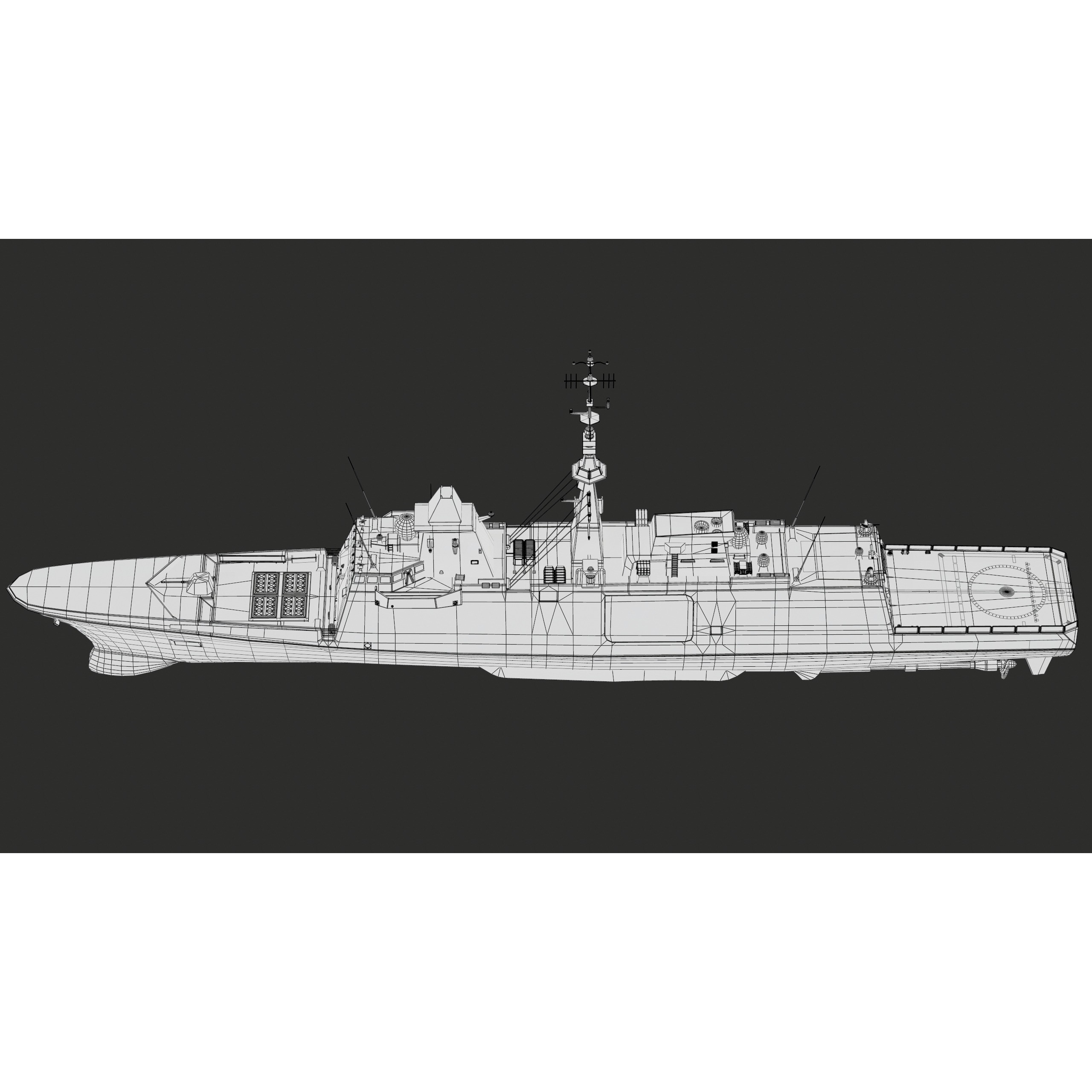 FREMM Aquitaine Class Frigate - Low-Poly Game-Ready 3D Model - View 65