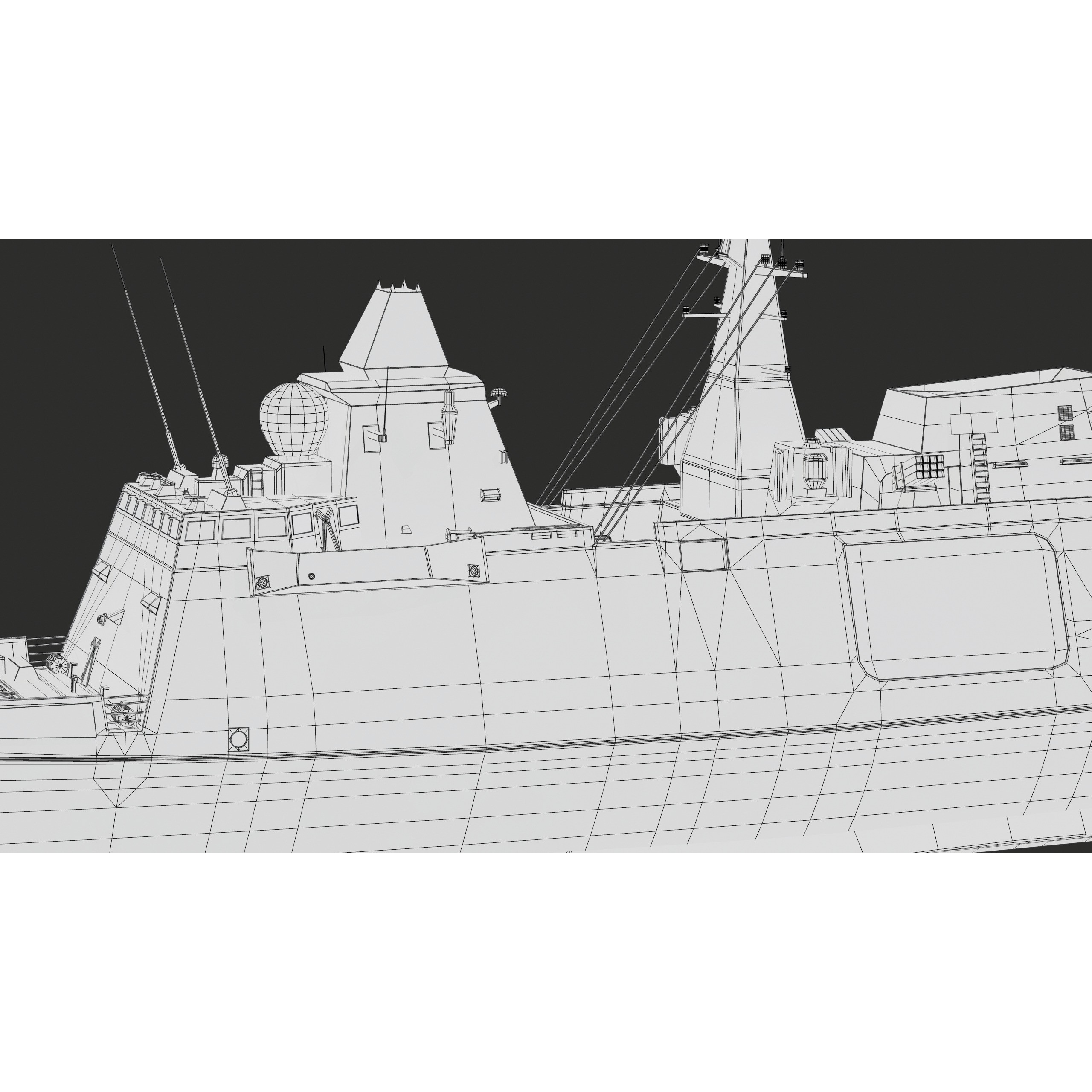 FREMM Aquitaine Class Frigate - Low-Poly Game-Ready 3D Model - View 68