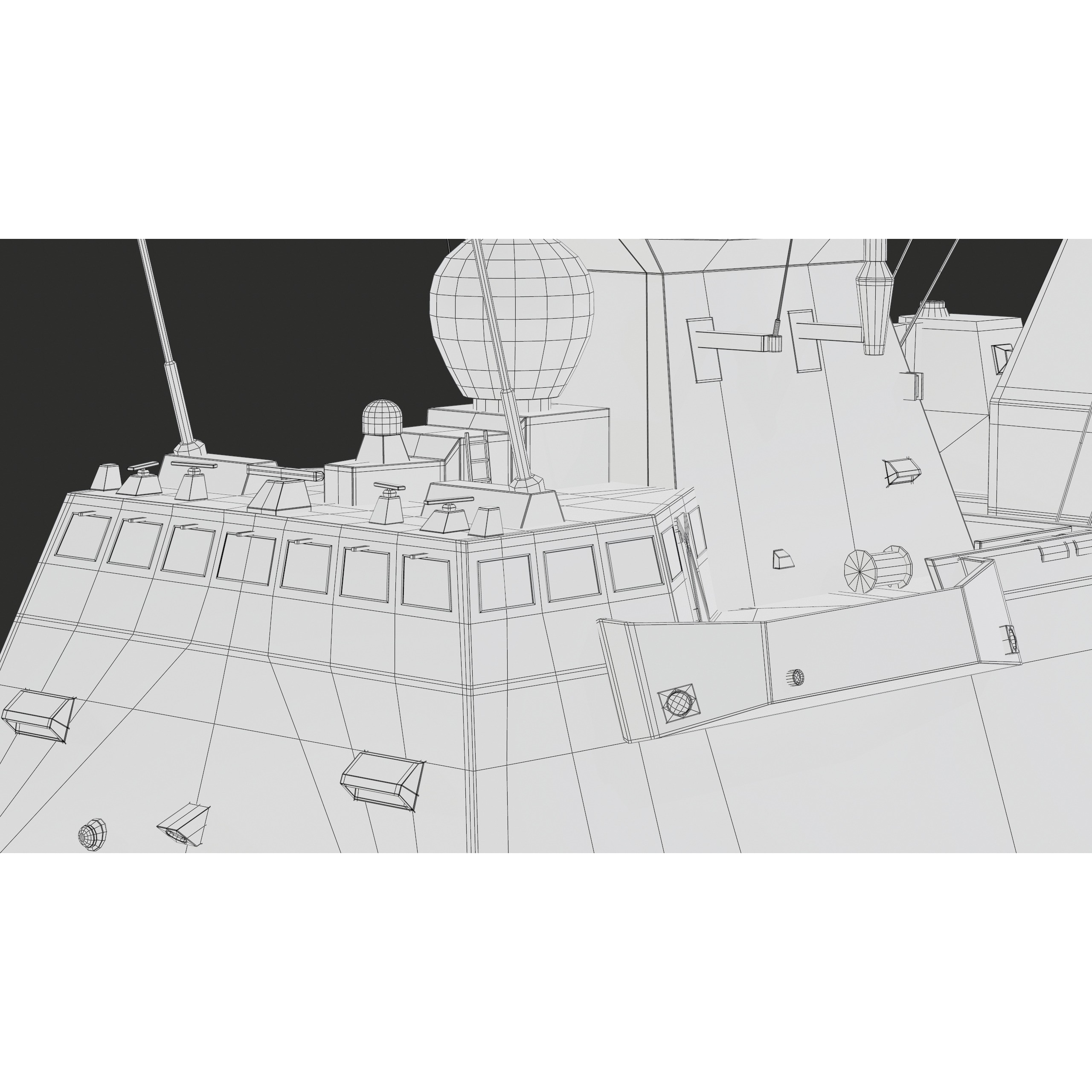 FREMM Aquitaine Class Frigate - Low-Poly Game-Ready 3D Model - View 70