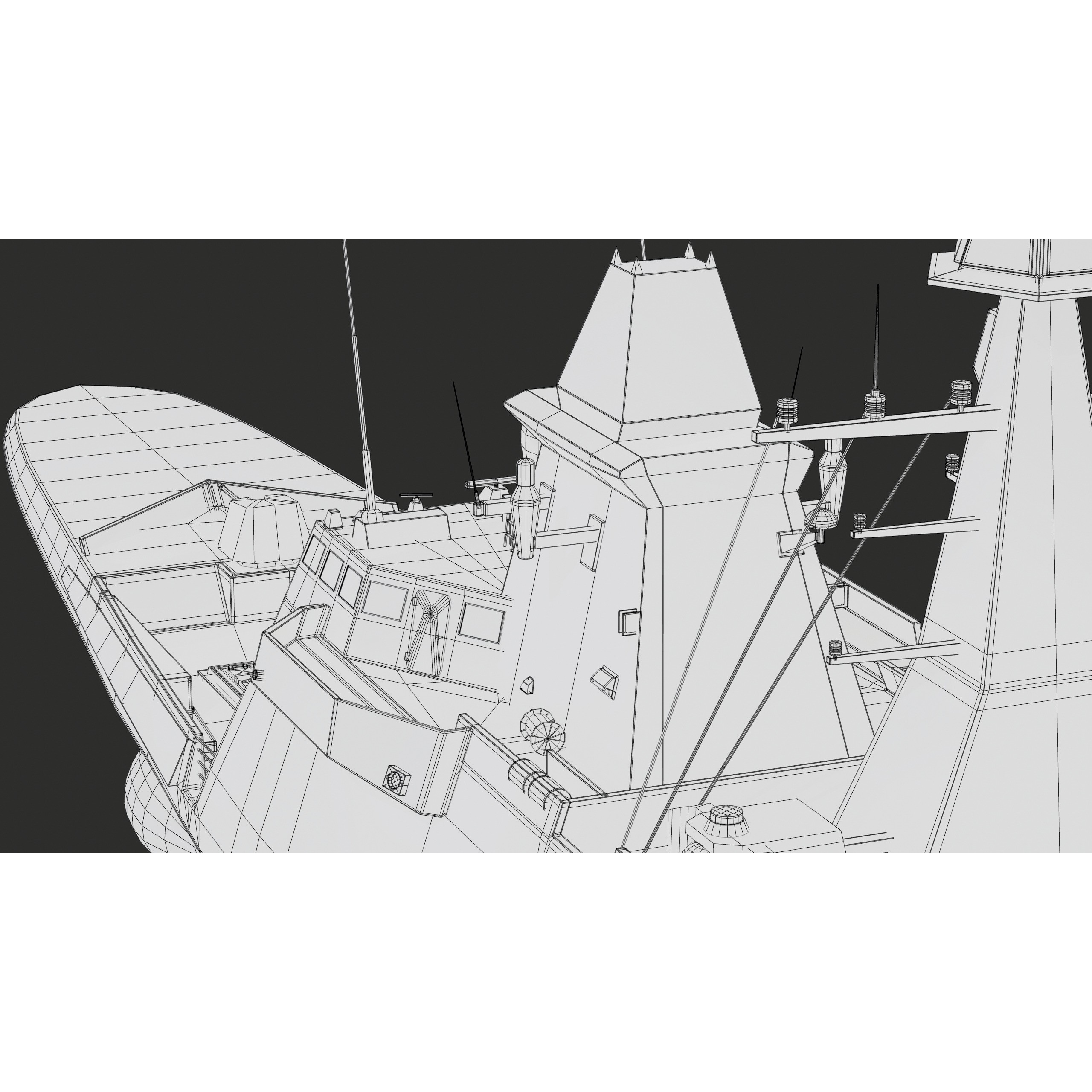 FREMM Aquitaine Class Frigate - Low-Poly Game-Ready 3D Model - View 71