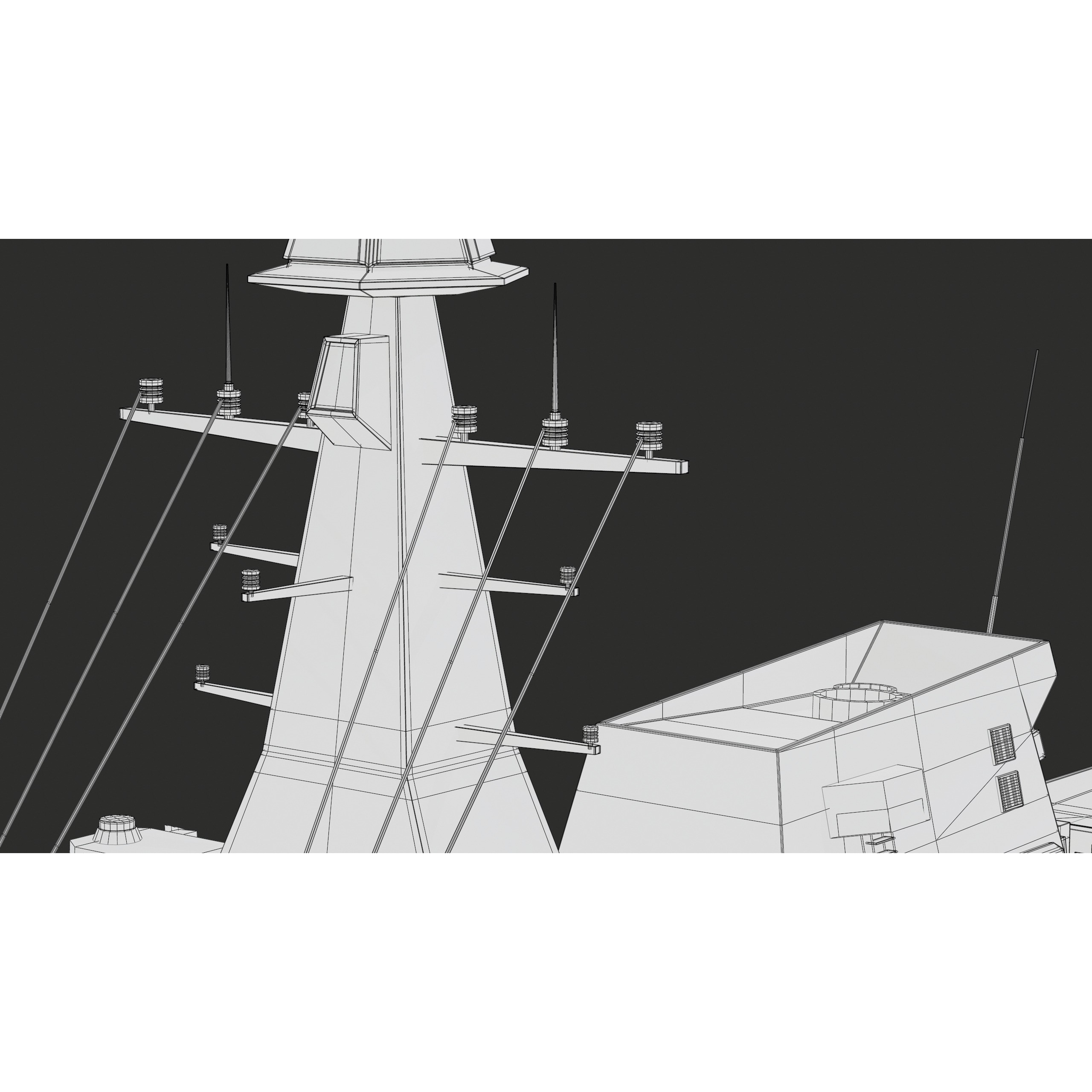 FREMM Aquitaine Class Frigate - Low-Poly Game-Ready 3D Model - View 74
