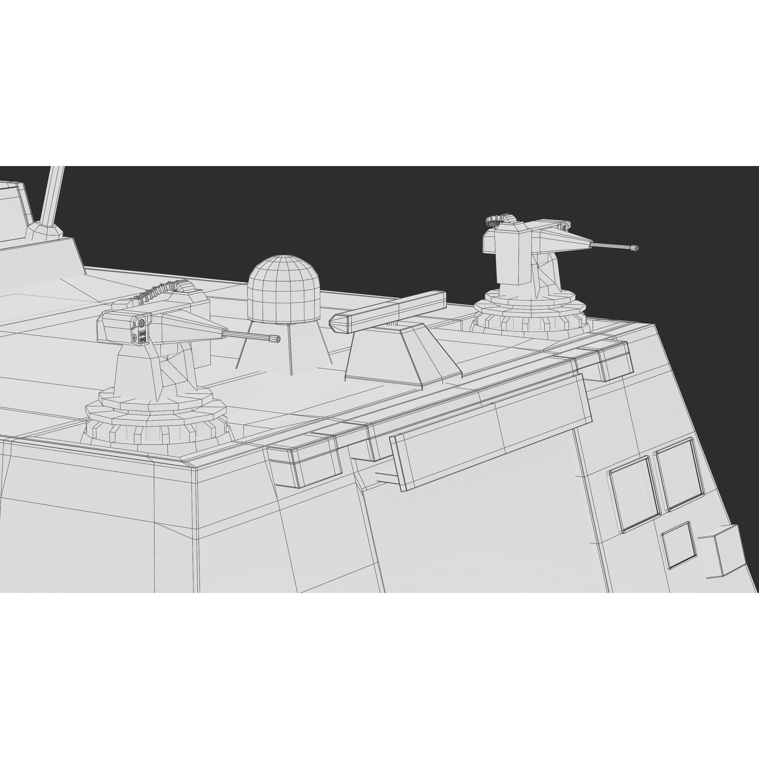 FREMM Aquitaine Class Frigate - Low-Poly Game-Ready 3D Model - View 78
