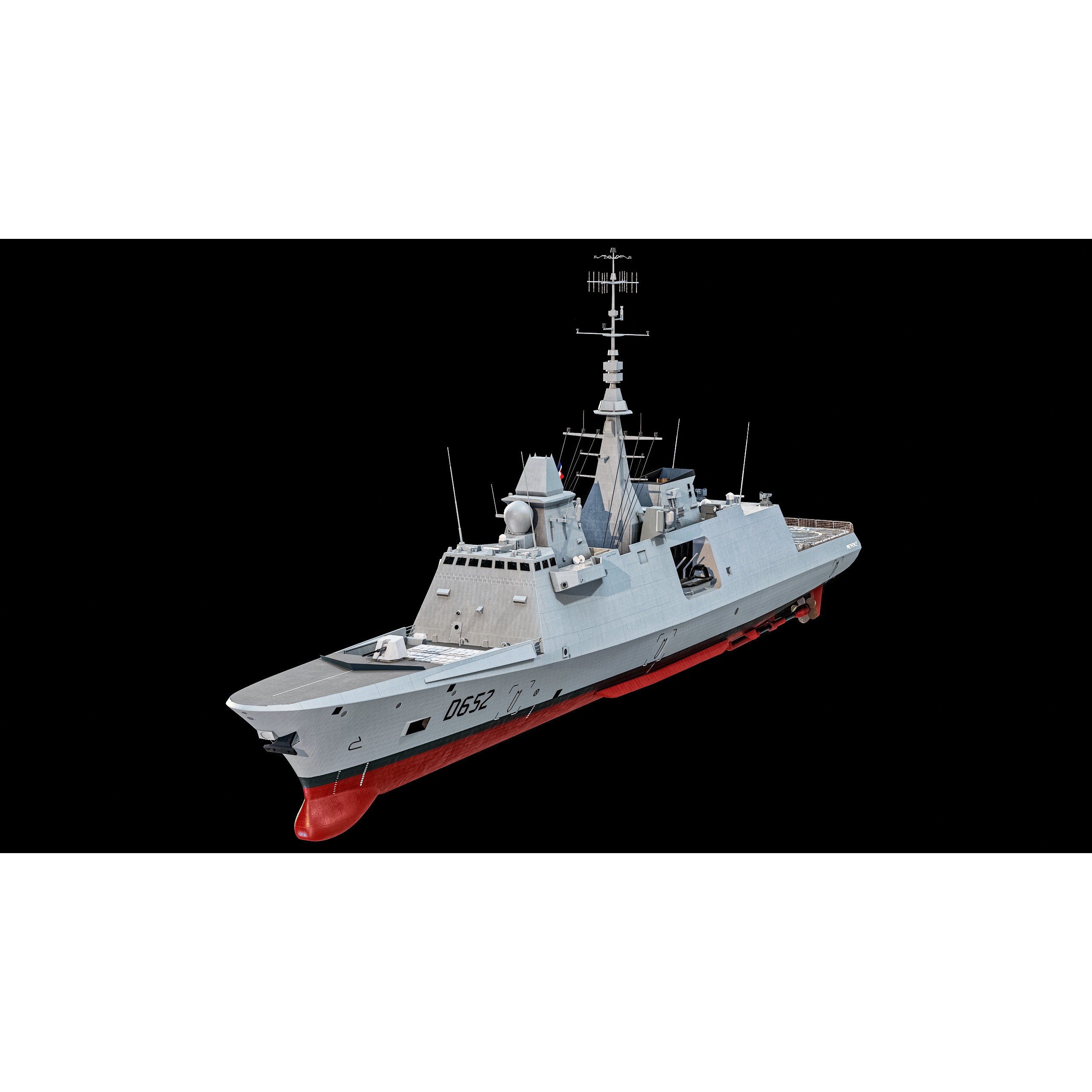 FREMM Aquitaine Class Frigate - Low-Poly Game-Ready 3D Model - View 9