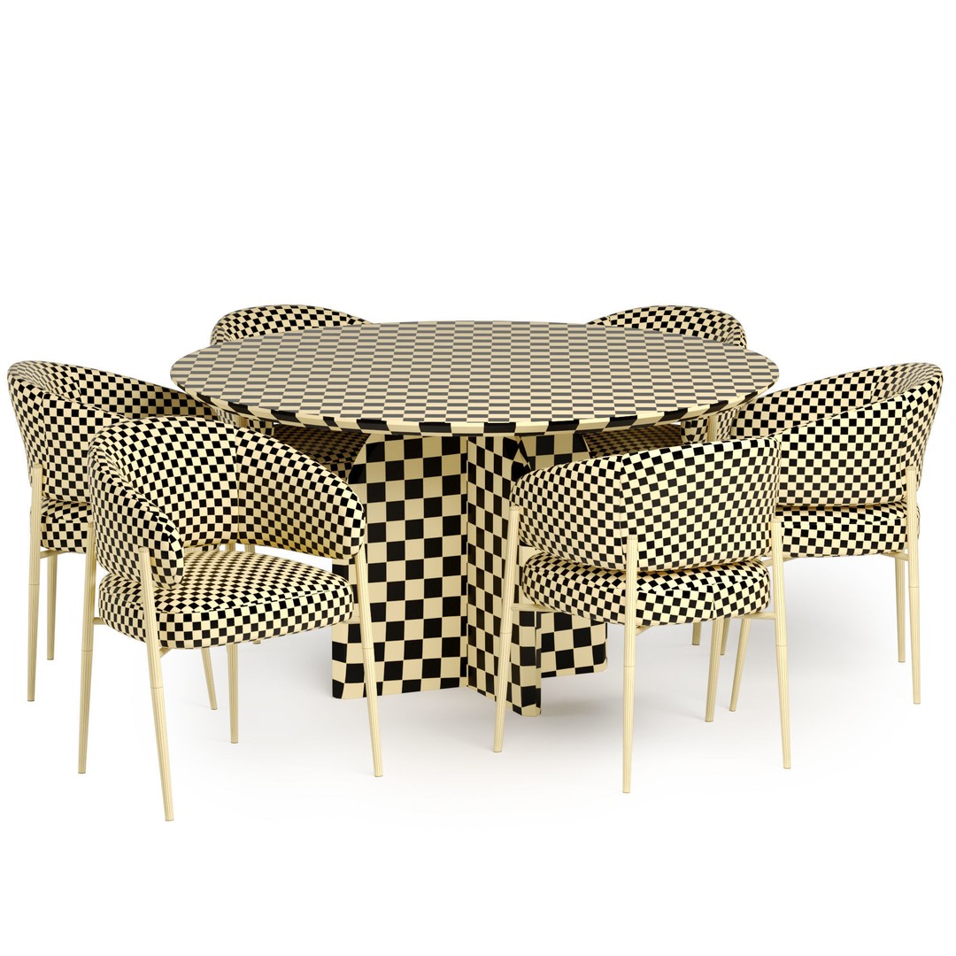 Linda Chair 3D Model – Modern Fabric Armchair & Table Set, FBX/OBJ