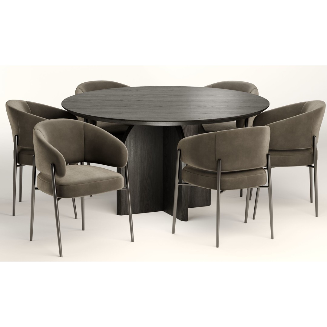 Linda Chair 3D Model – Modern Fabric Armchair & Table Set, FBX/OBJ - View 4