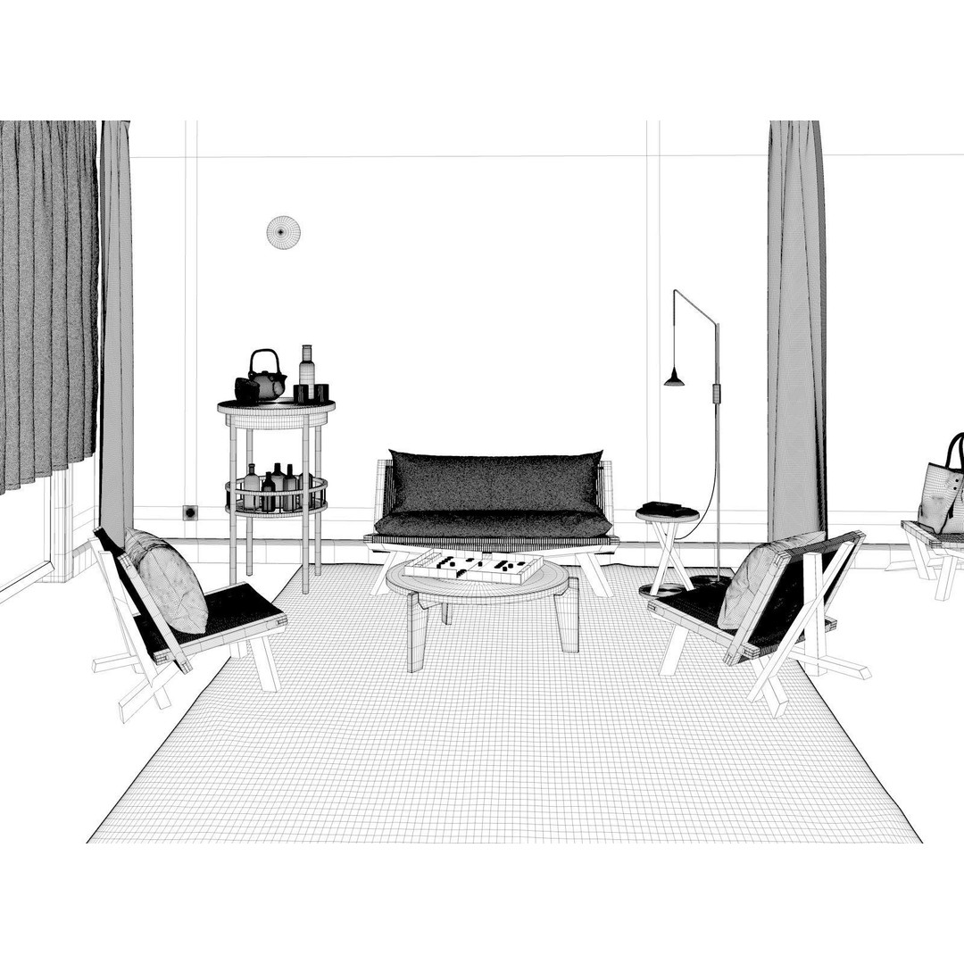 BeInspiration 134 3D Model – High Poly Sofa Set for Interior Design - View 8