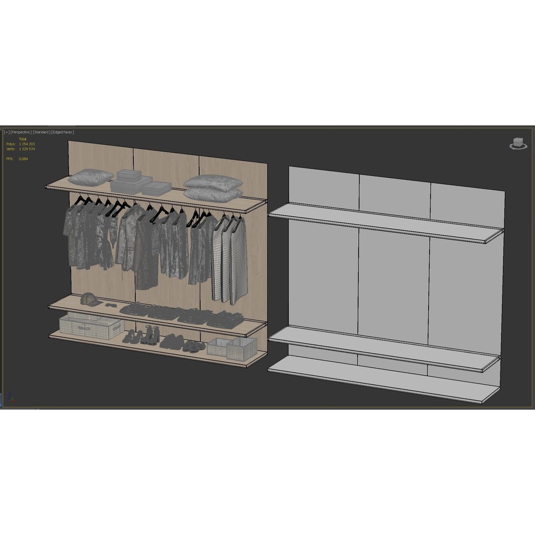 Wardrobe Set 02 3D Model – Interior Storage Closet with PBR Textures - View 10