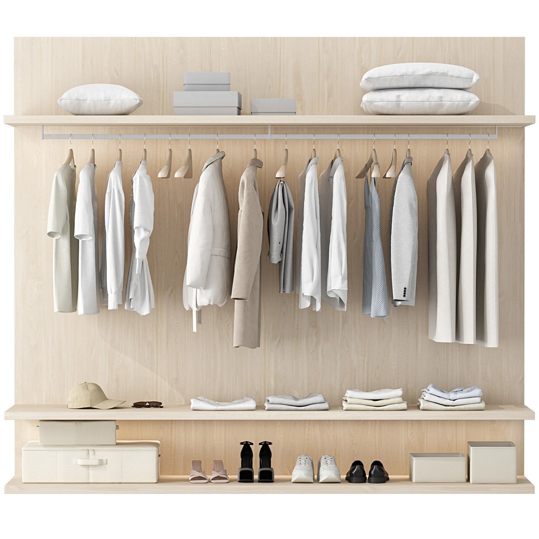 Wardrobe Set 02 3D Model – Interior Storage Closet with PBR Textures - View 3