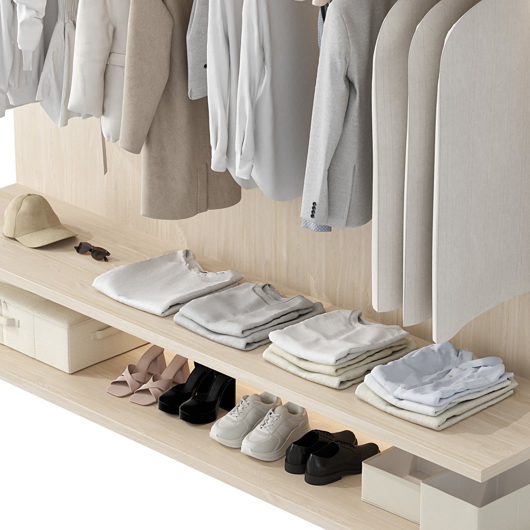 Wardrobe Set 02 3D Model – Interior Storage Closet with PBR Textures - View 6