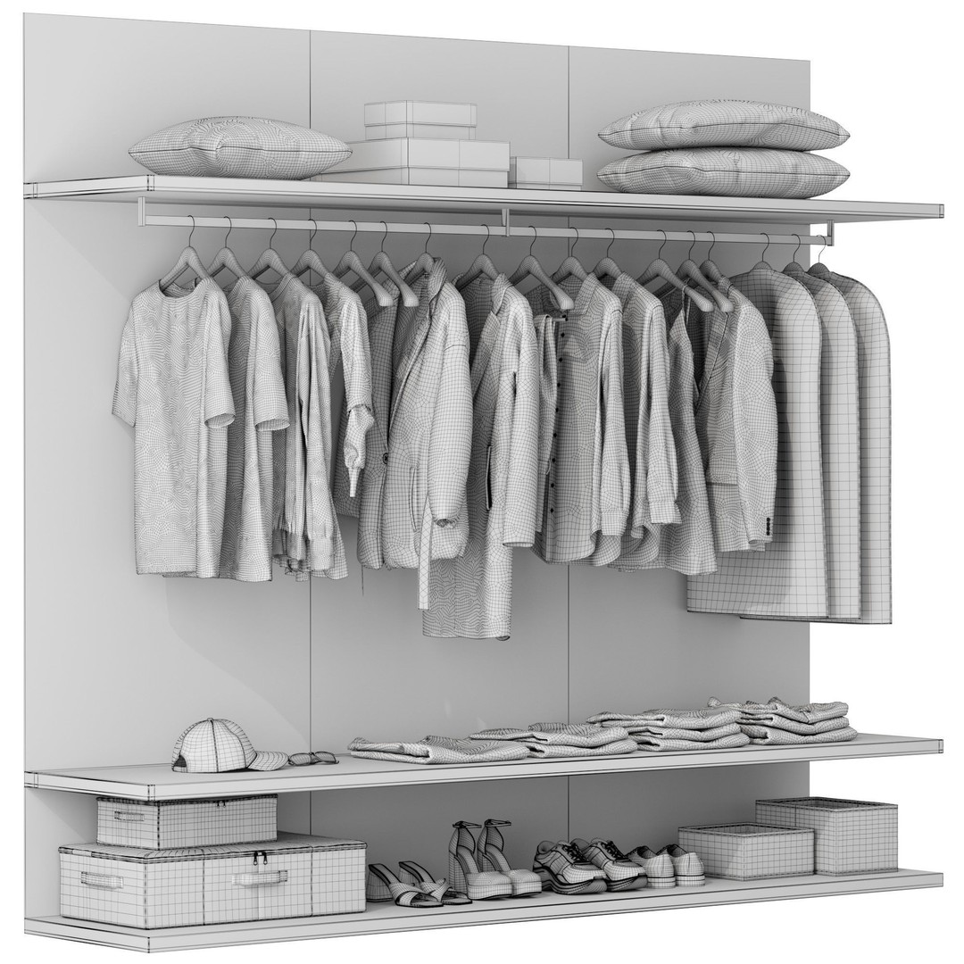 Wardrobe Set 02 3D Model – Interior Storage Closet with PBR Textures - View 8