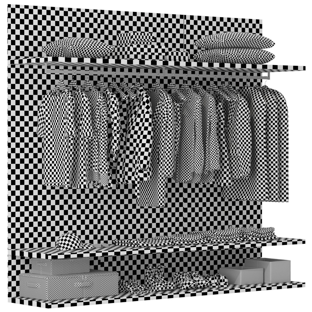 Wardrobe Set 02 3D Model – Interior Storage Closet with PBR Textures - View 9