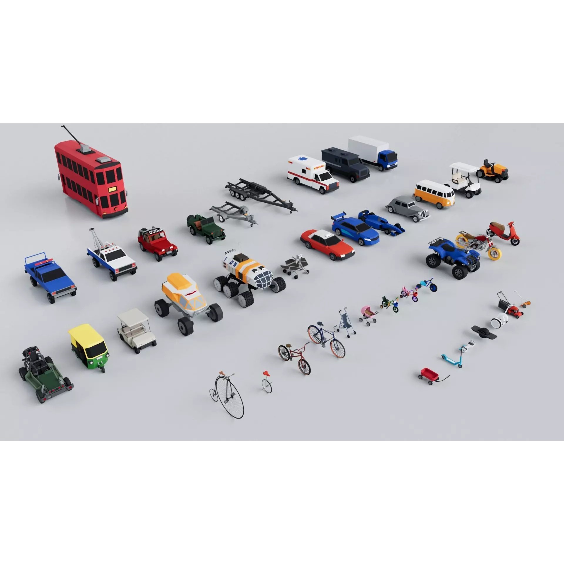 200 Vehicles Mega Pack - Low-Poly Game-Ready 3D Model - View 14