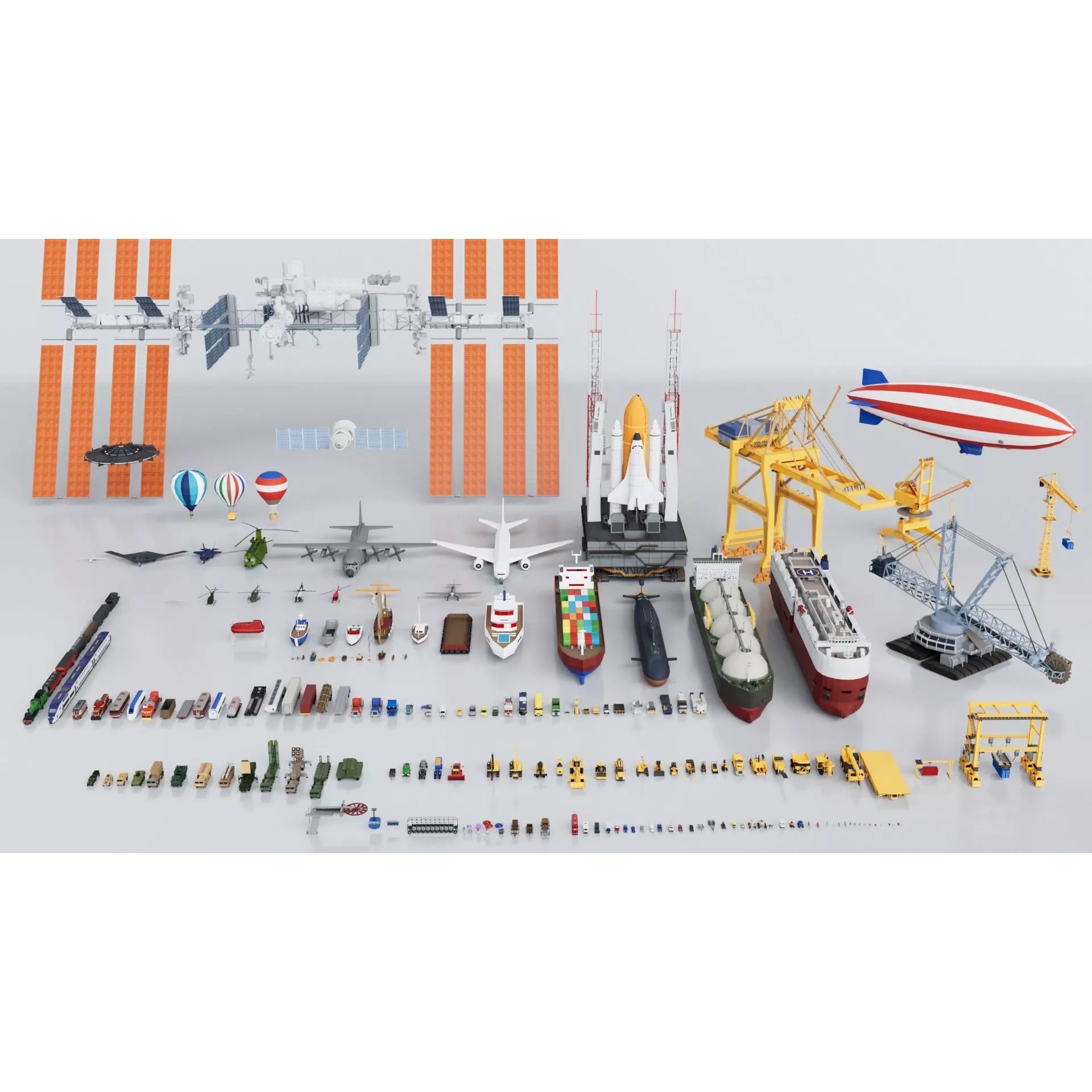200 Vehicles Mega Pack - Low-Poly Game-Ready 3D Model - View 2