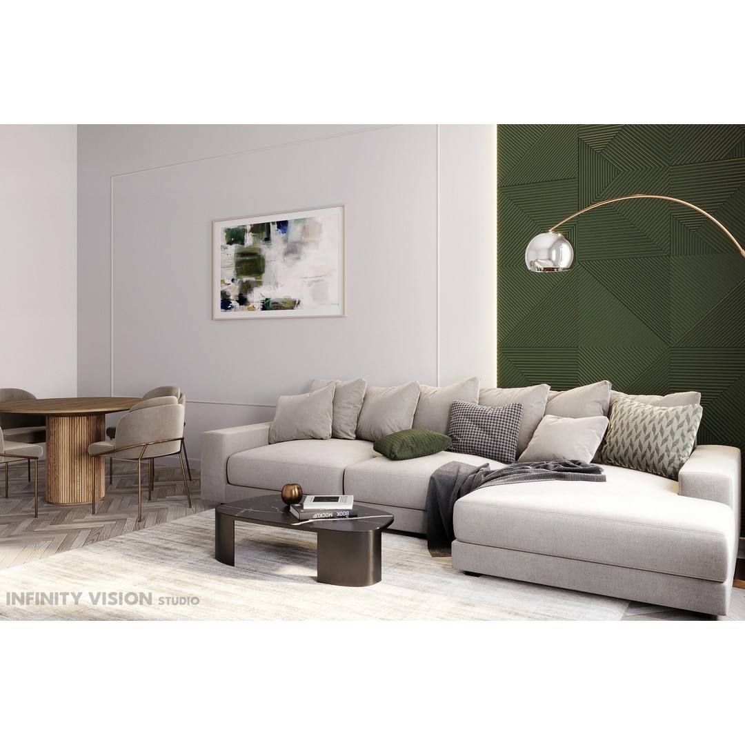 Living Room 3D Model – Textured Interior Scene with Corona Setup - View 3