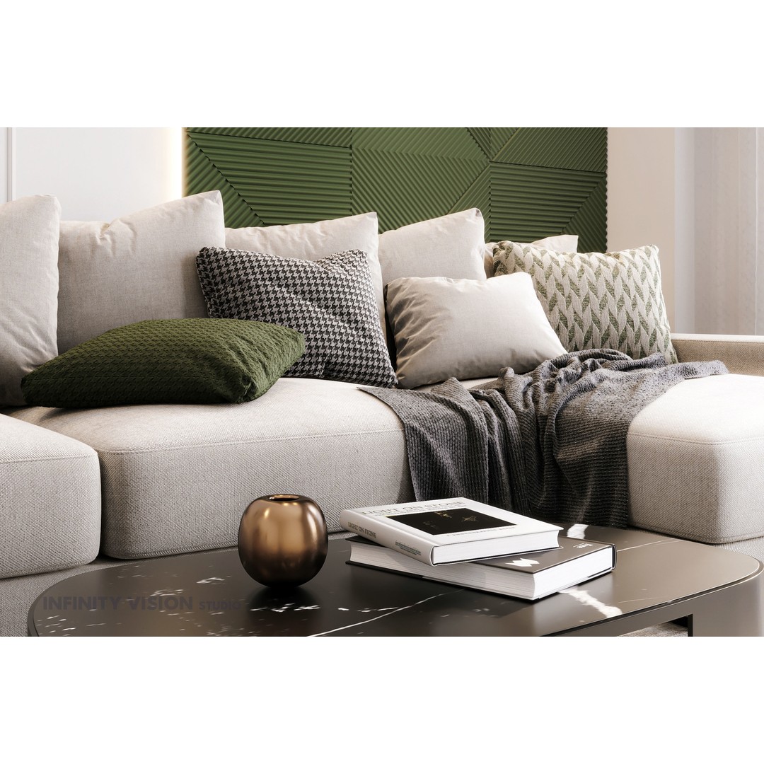 Living Room 3D Model – Textured Interior Scene with Corona Setup - View 4
