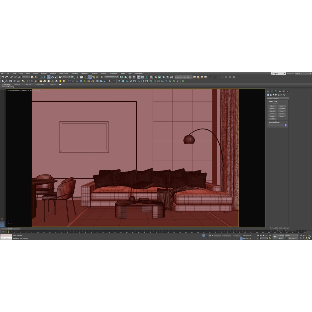 Living Room 3D Model – Textured Interior Scene with Corona Setup - View 8