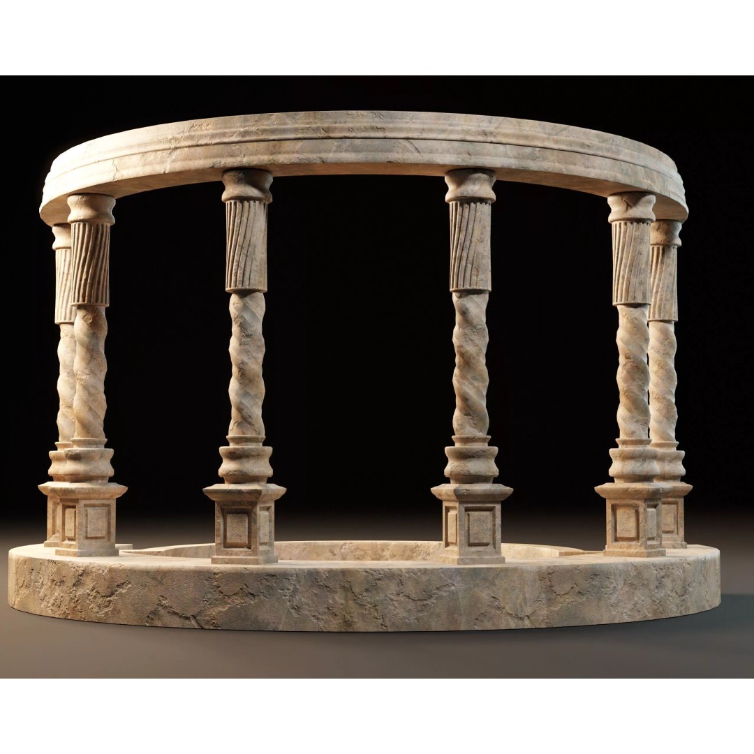 Marble Crescent Pavillon 3D Model – Low Poly Architectural Asset, FBX - View 10
