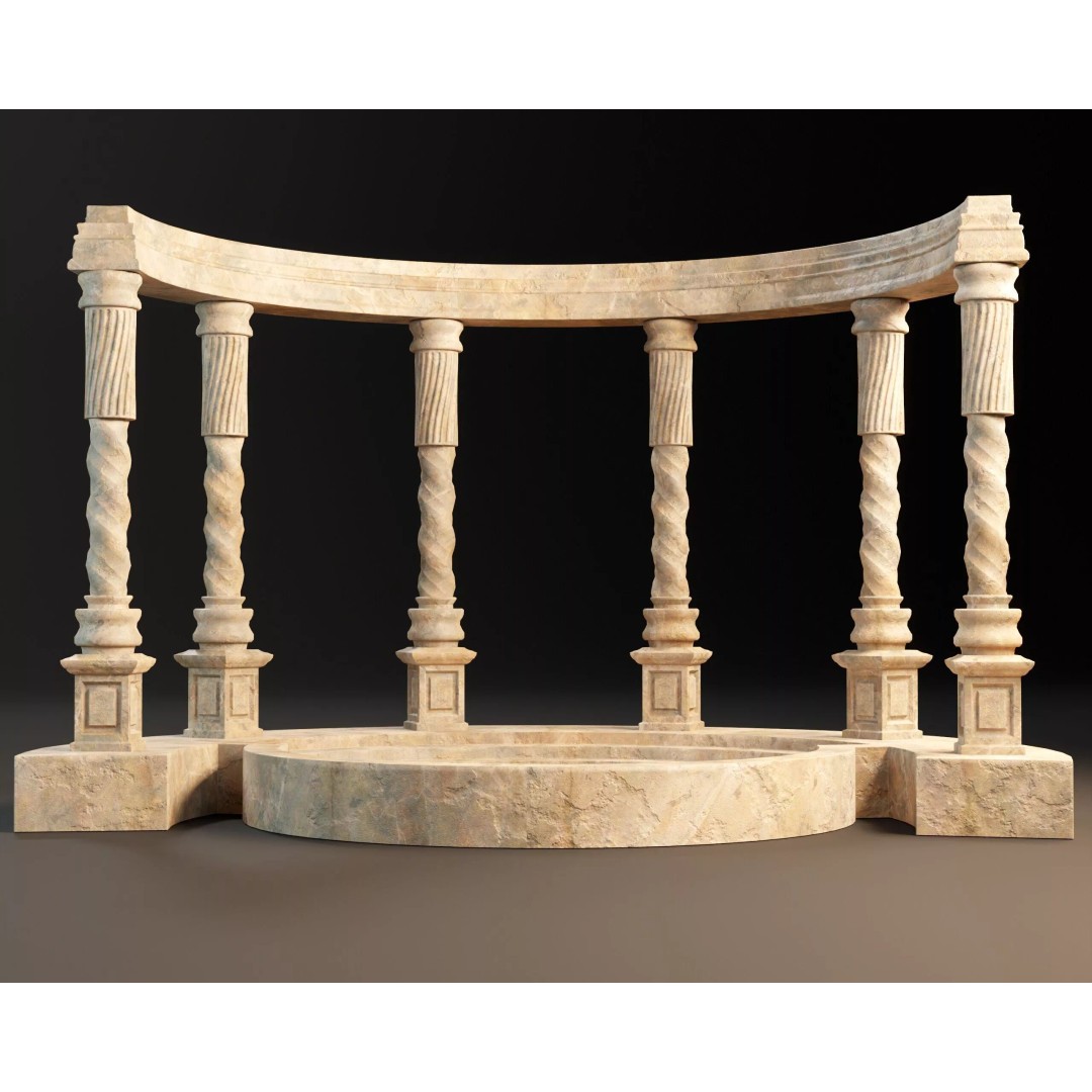 Marble Crescent Pavillon 3D Model – Low Poly Architectural Asset, FBX - View 5