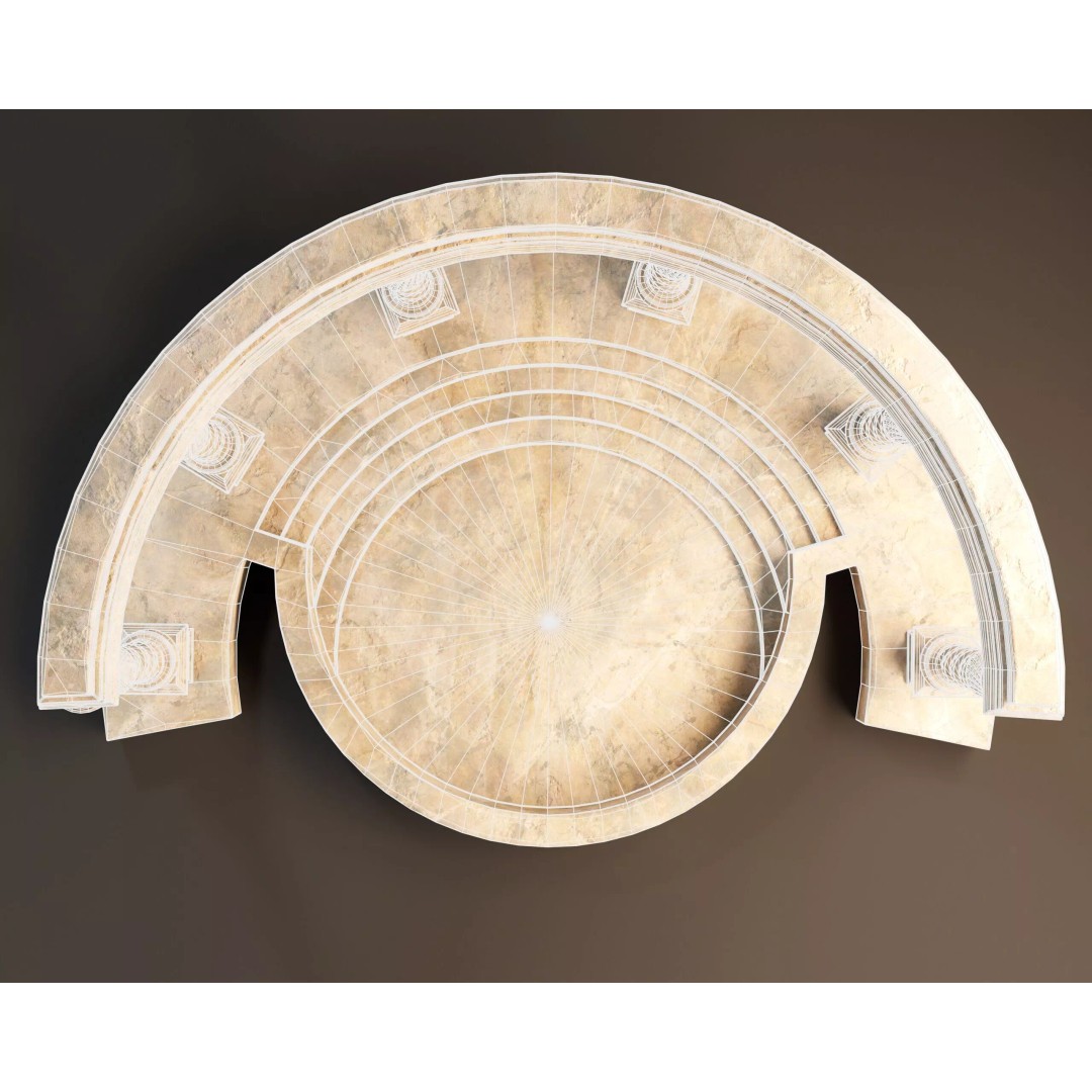 Marble Crescent Pavillon 3D Model – Low Poly Architectural Asset, FBX - View 7